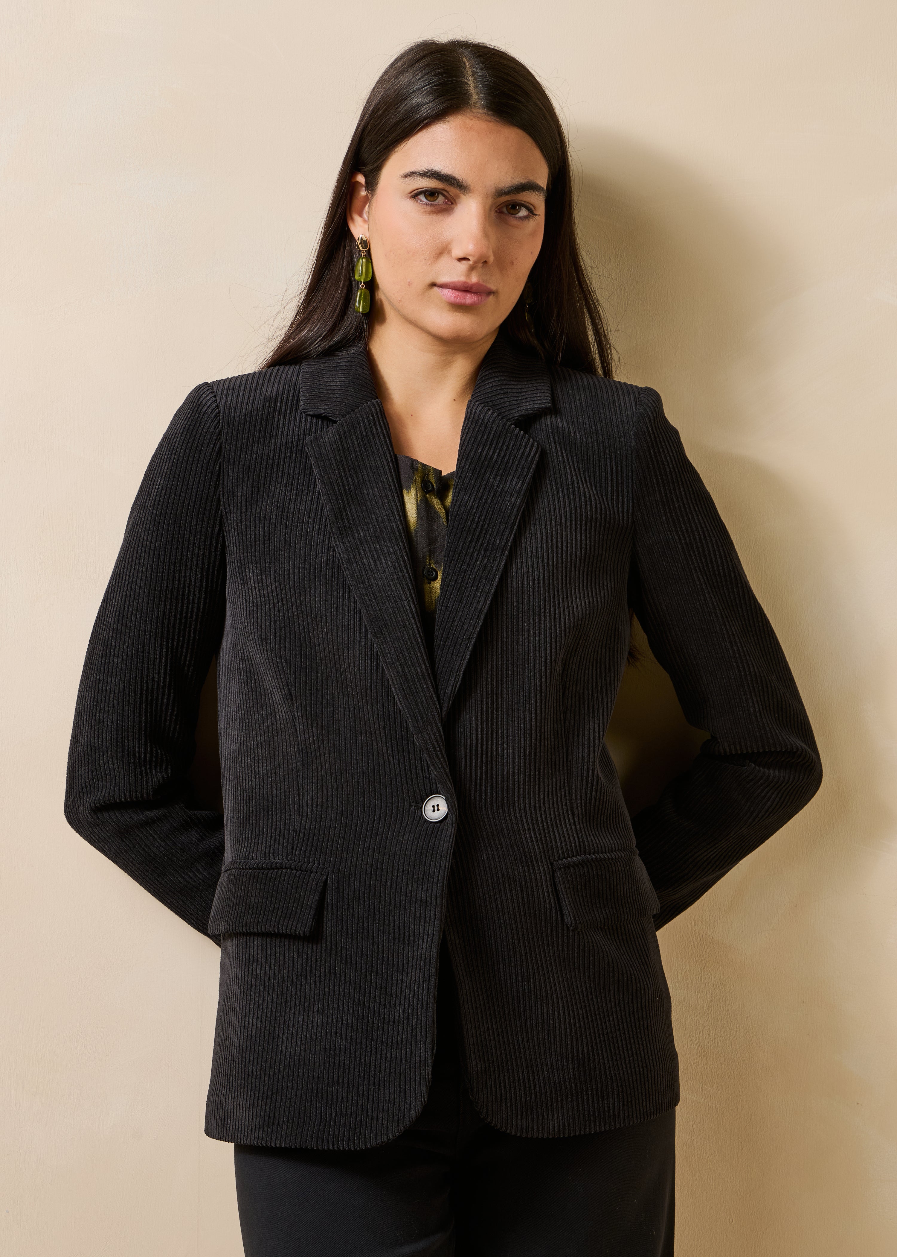 la-f-e-marabout-e-galina-blazer-schwarz-cord-ein-knopf image 1