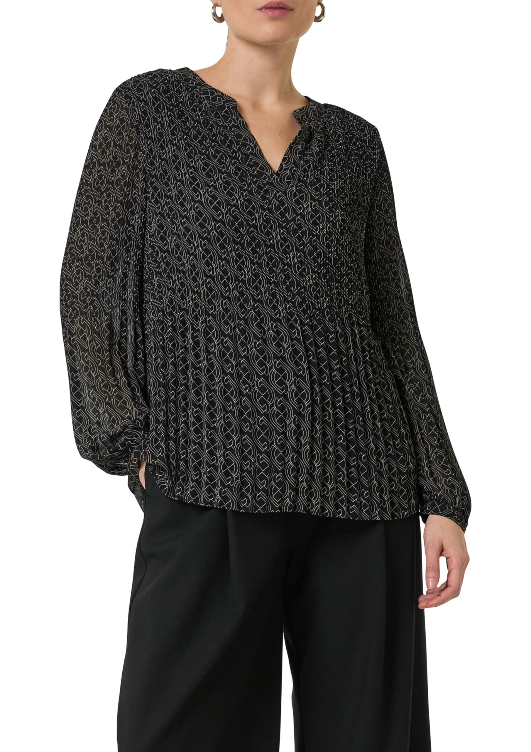comma-bluse-damen-chiffon-logomuster-gr-46-plissee image 1