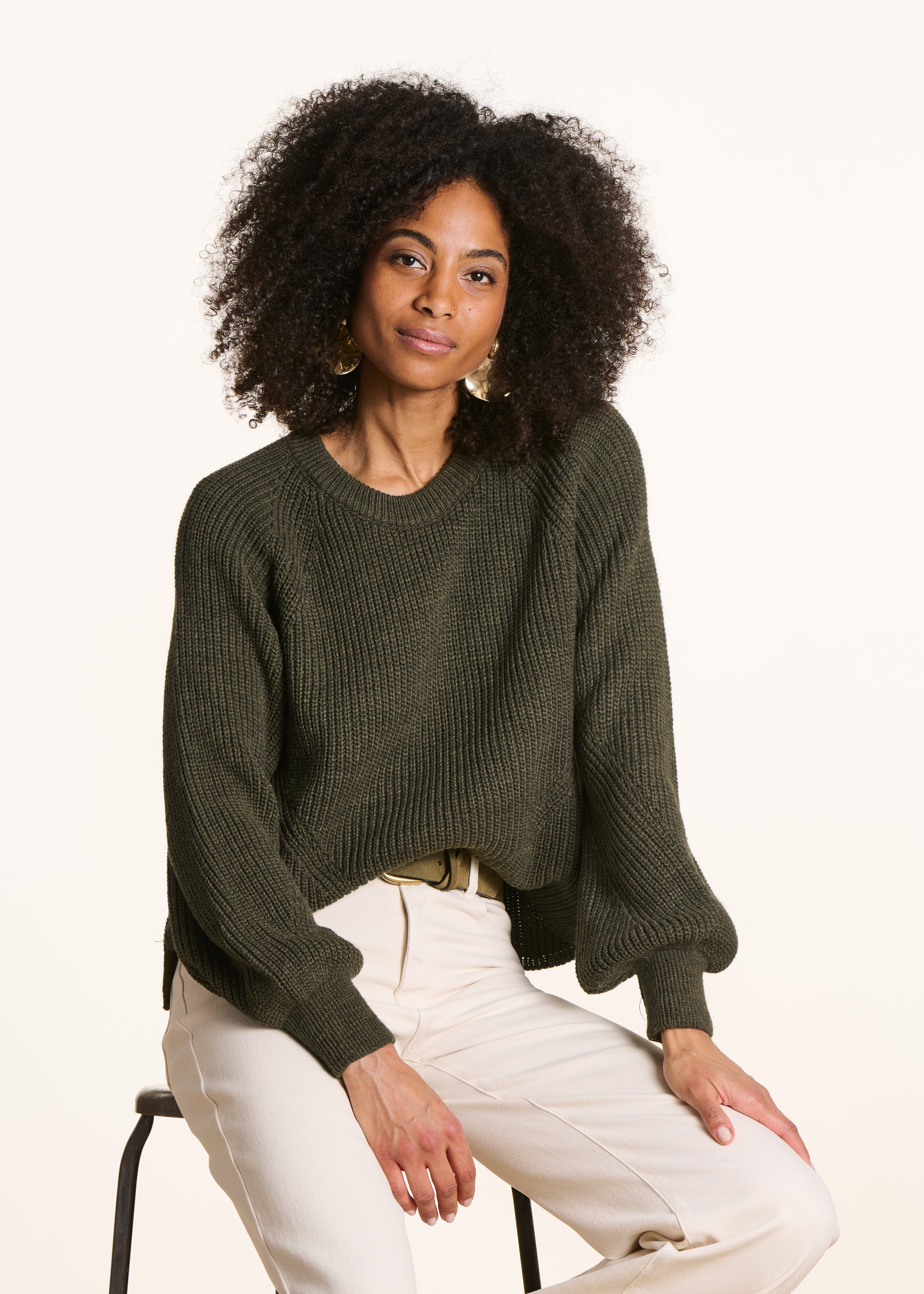 la-f-e-marabout-e-egiste-pullover-khaki-rundhals-langarm image 1