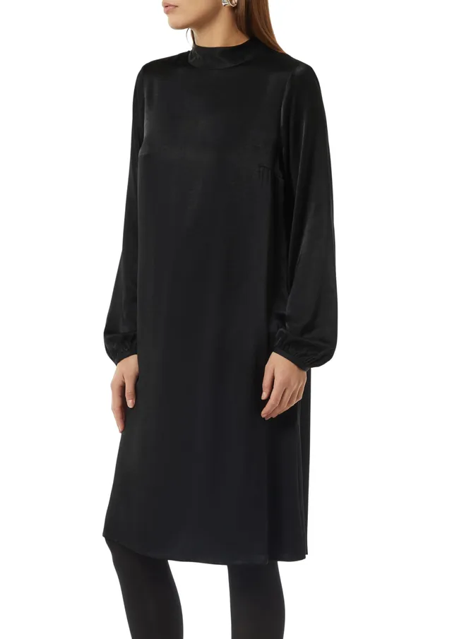 comma-viskosemix-kleid-mit-bindedetail-web-kleid-t-rkisblau image 1