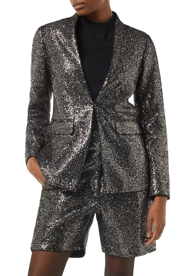 comma-blazer-pailletten-damen-40-festlich-stehkragen image 1