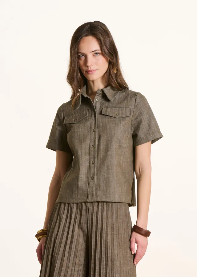 la-f-e-marabout-e-diaby-bluse-kurzarm-denim-khaki-gr-36 image 1