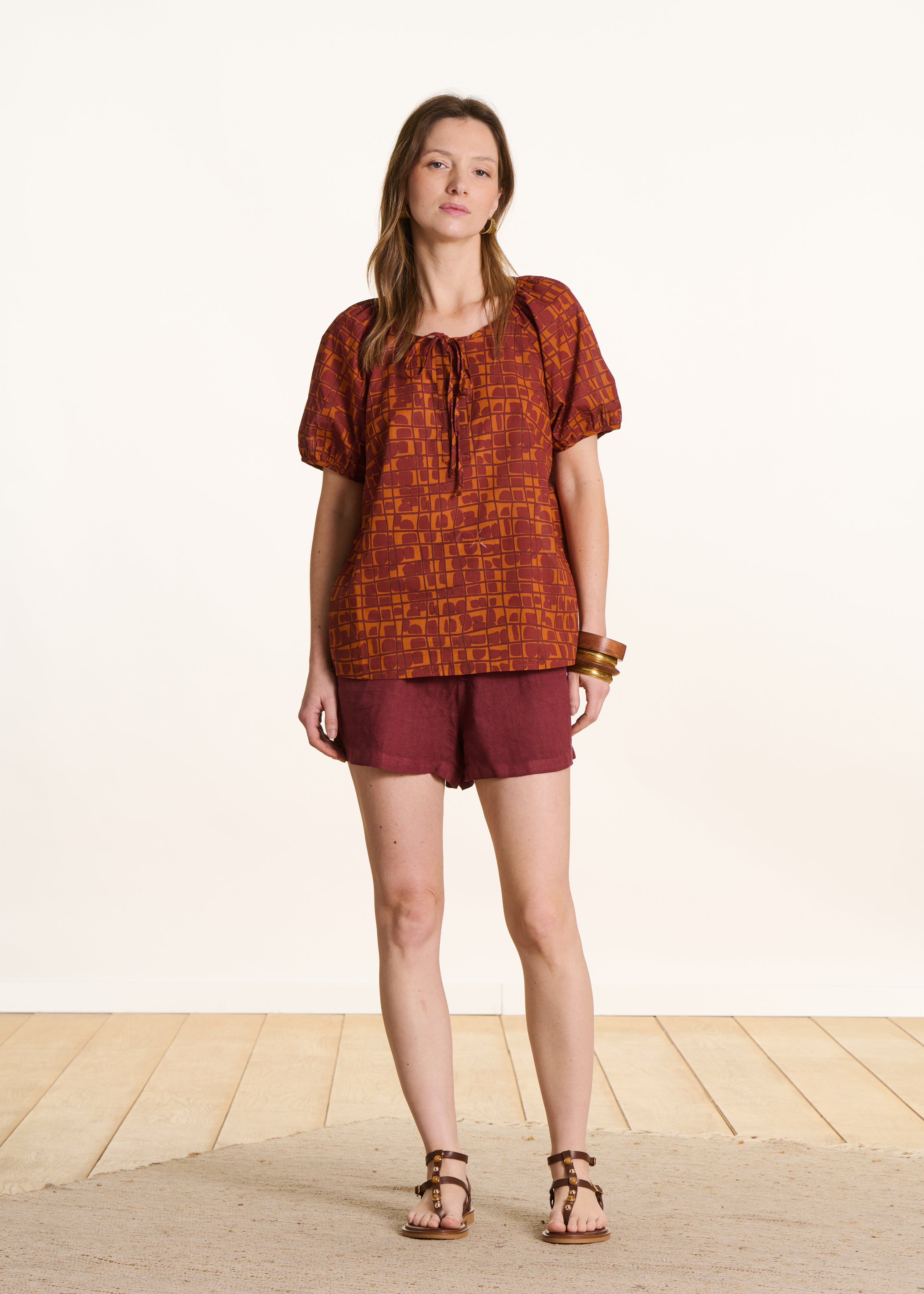 la-f-e-marabout-e-farouka-top-braun-orange-print image 2
