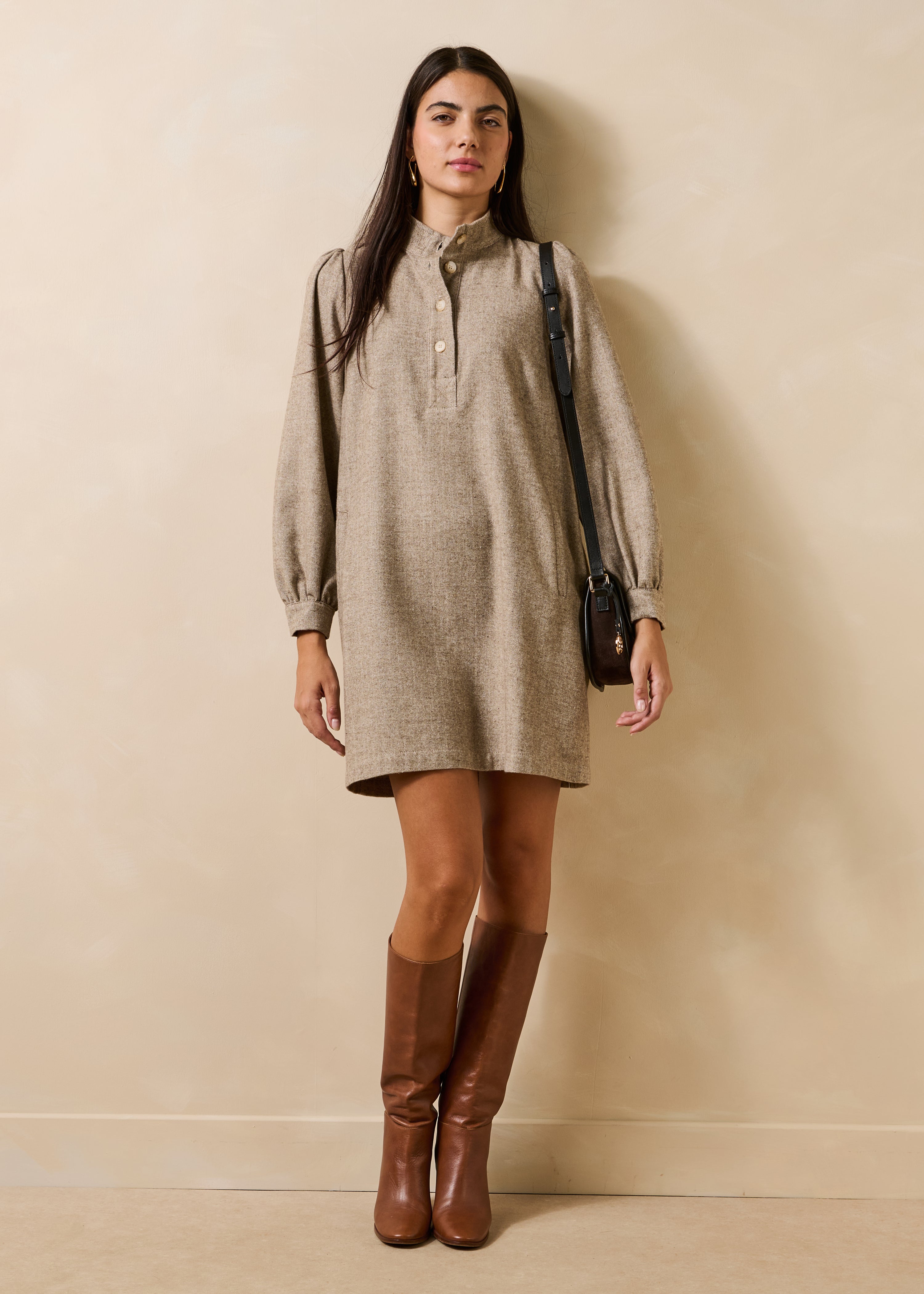 la-f-e-marabout-e-robes-gong-kleid-tweed-beige-greige image 2