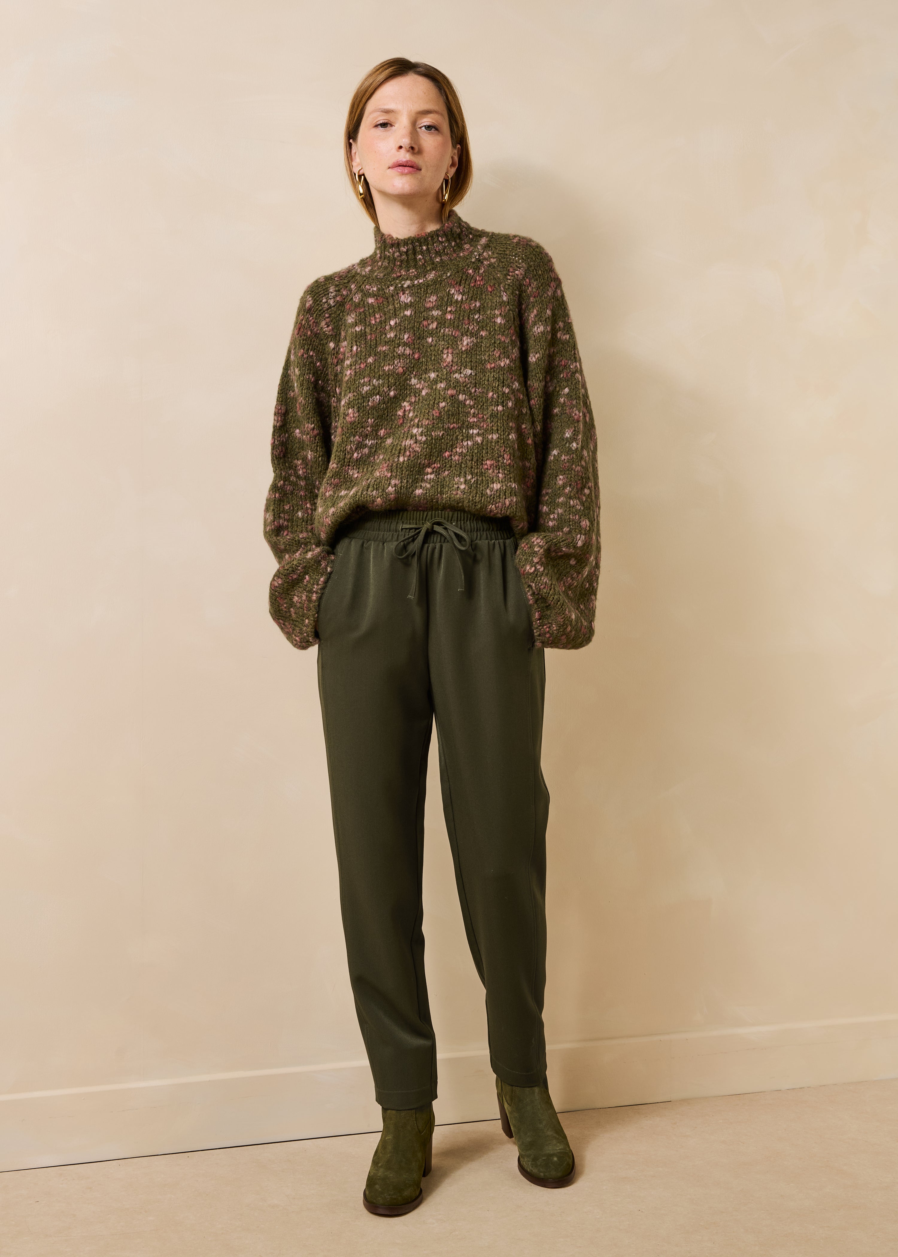 la-f-e-marabout-e-grigio-pullover-khaki-rollkragen-oversize image 2