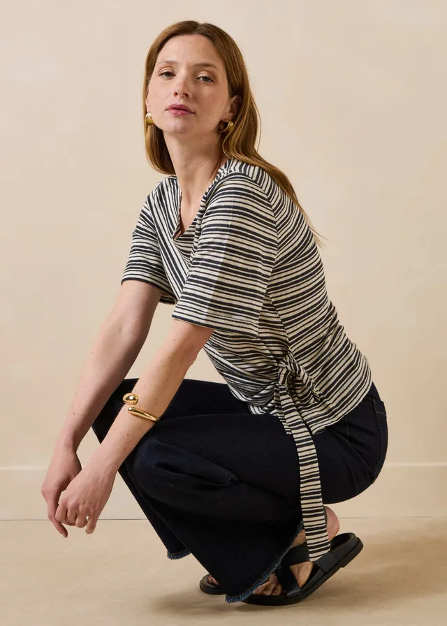 la-f-e-marabout-e-facil-t-shirt-leinen-streifen-ecru image 1