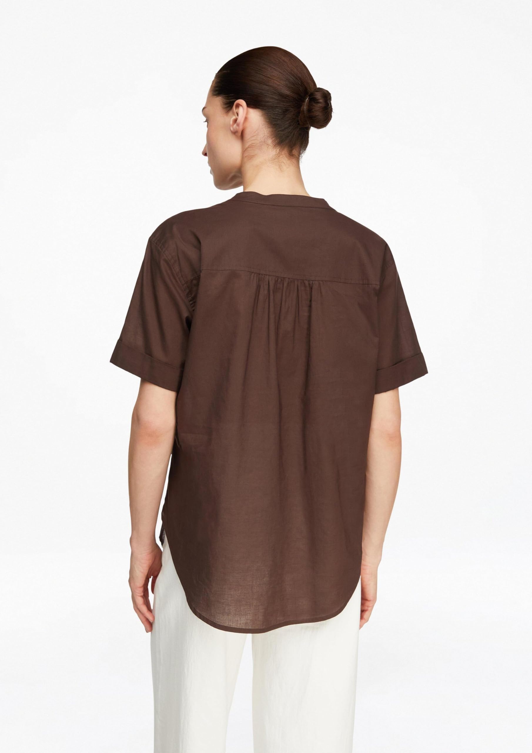 comma-blouses-damen-bluse-kurzarm-stehkragen-baumwolle-2 image 7