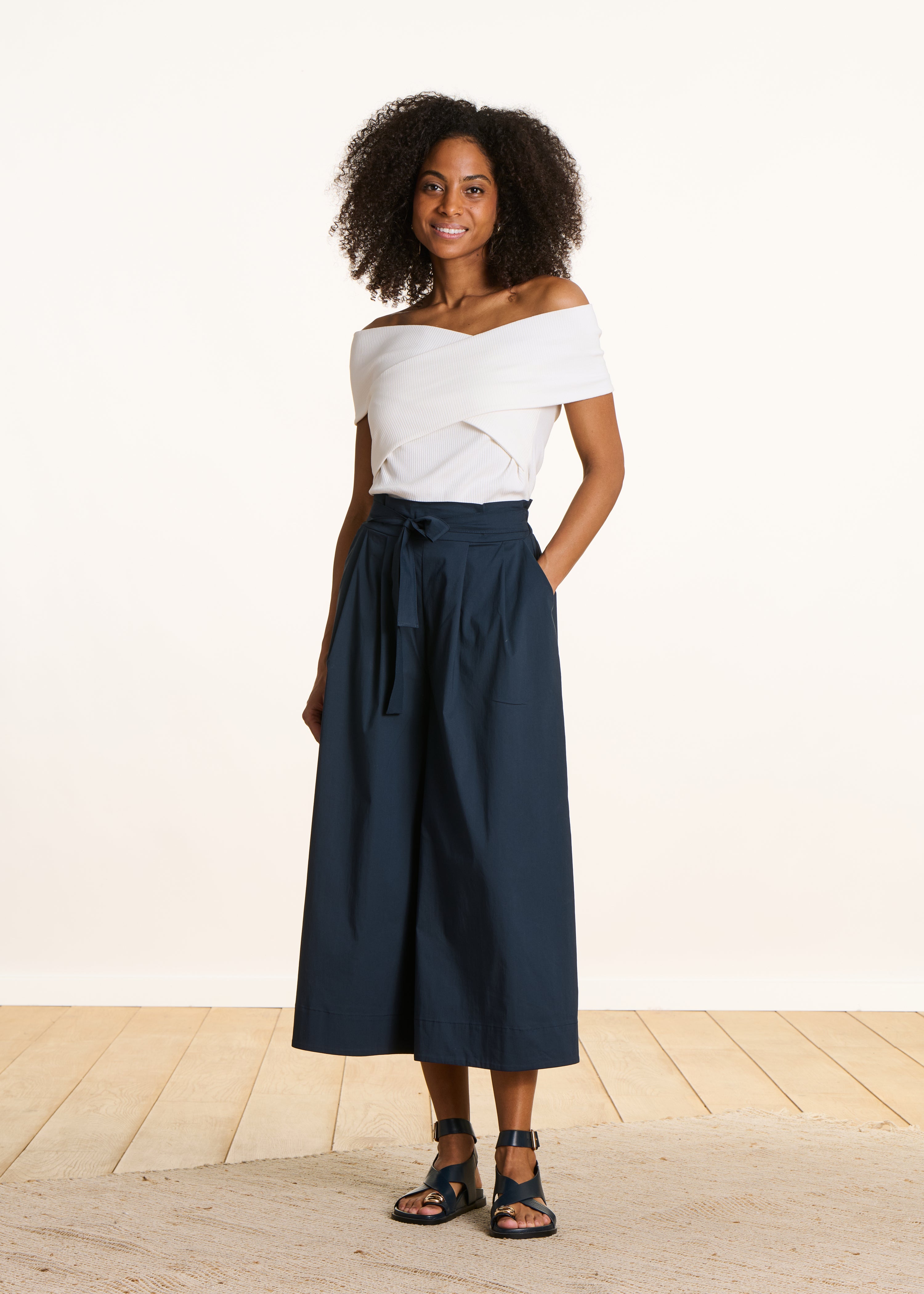 la-f-e-marabout-e-dactus-stoffhose-7-8-marine-weites-bein image 1