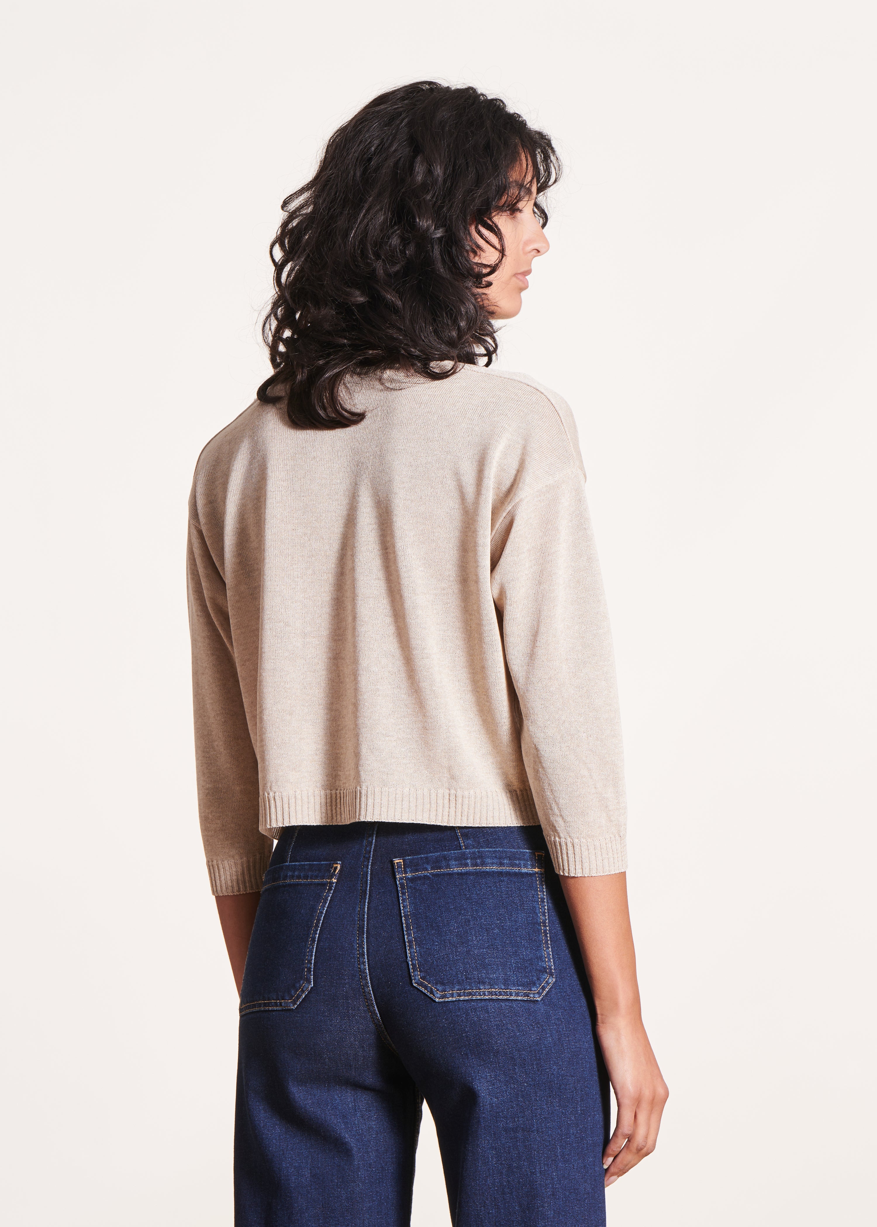 la-f-e-marabout-e-gilet-kurz-beige-v-ausschnitt-glitzerstrick image 3