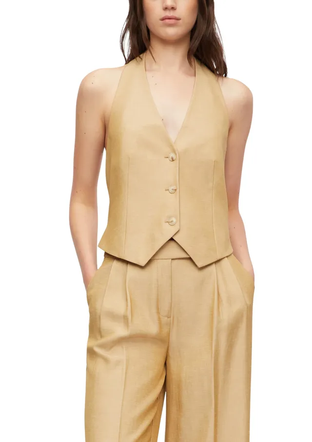 comma-jackets-indoor-weste-gr-36-leinenmix-sandstein-neckholder image 1