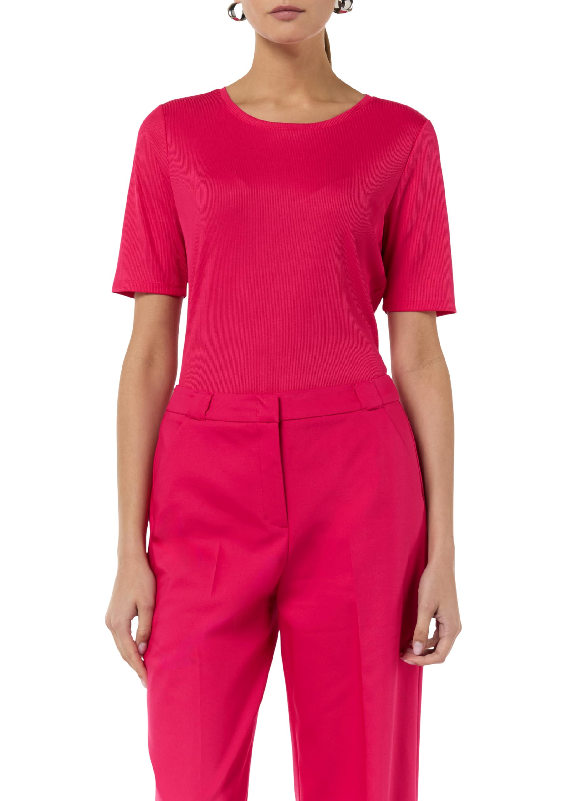 comma-geripptes-t-shirt-rundhals-top-pink-4468-pink image 1