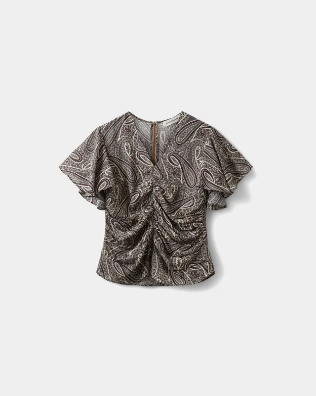 sofie-schnoor-women-leelasw-bluse-paisley-bordeaux-kurzarm image 1