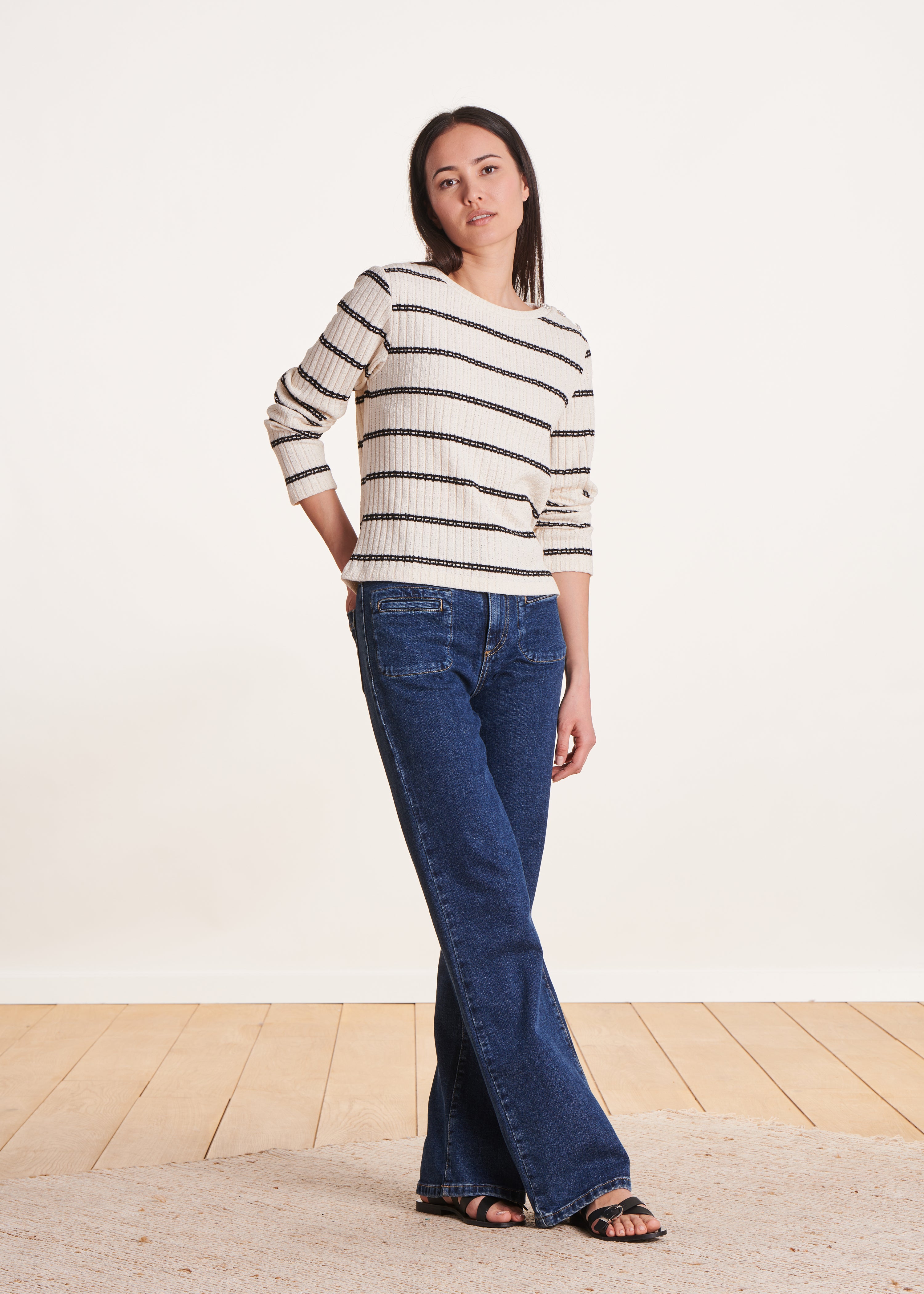 la-f-e-marabout-e-pullover-marini-re-bio-baumwolle-ecru image 2