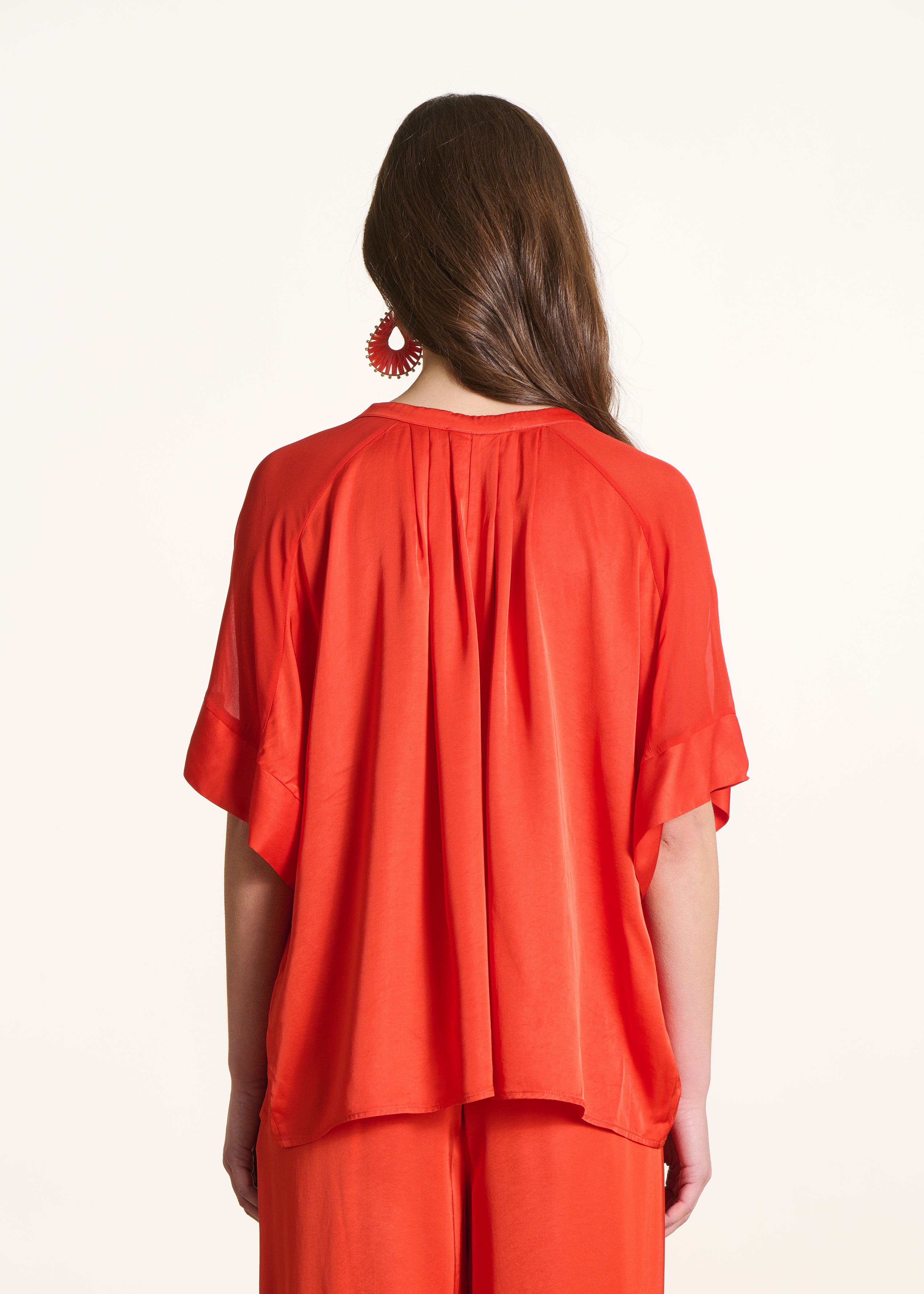 la-f-e-marabout-e-bluse-orange-satin-kurzarm-viskose image 3