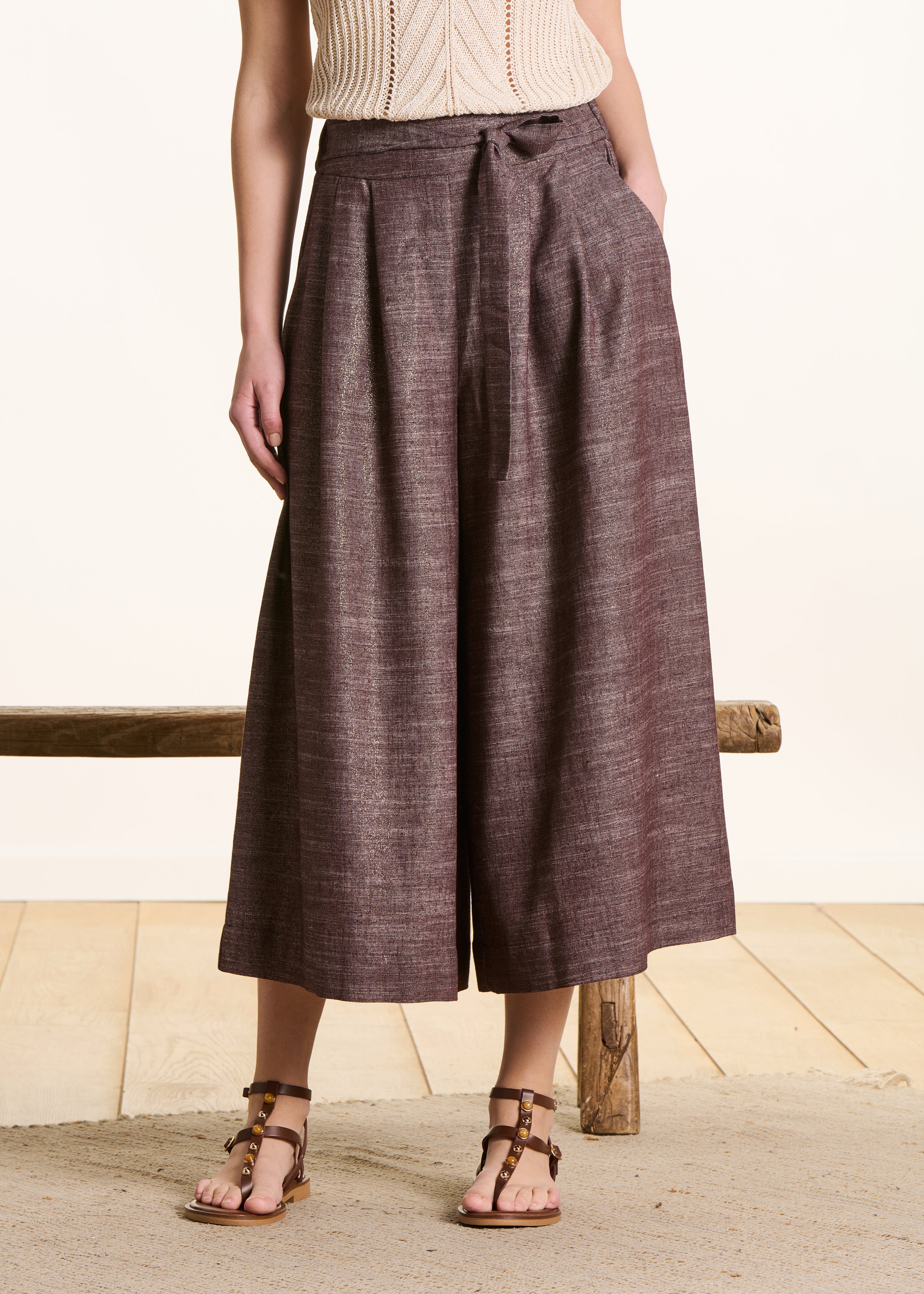 la-f-e-marabout-e-dactus-hose-braun-weit-7-8-high-waist image 2