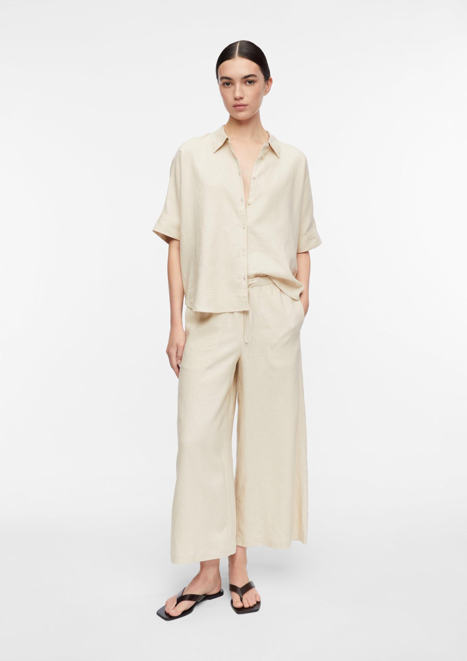 comma-trousers-culotte-streifen-hellbeige image 6