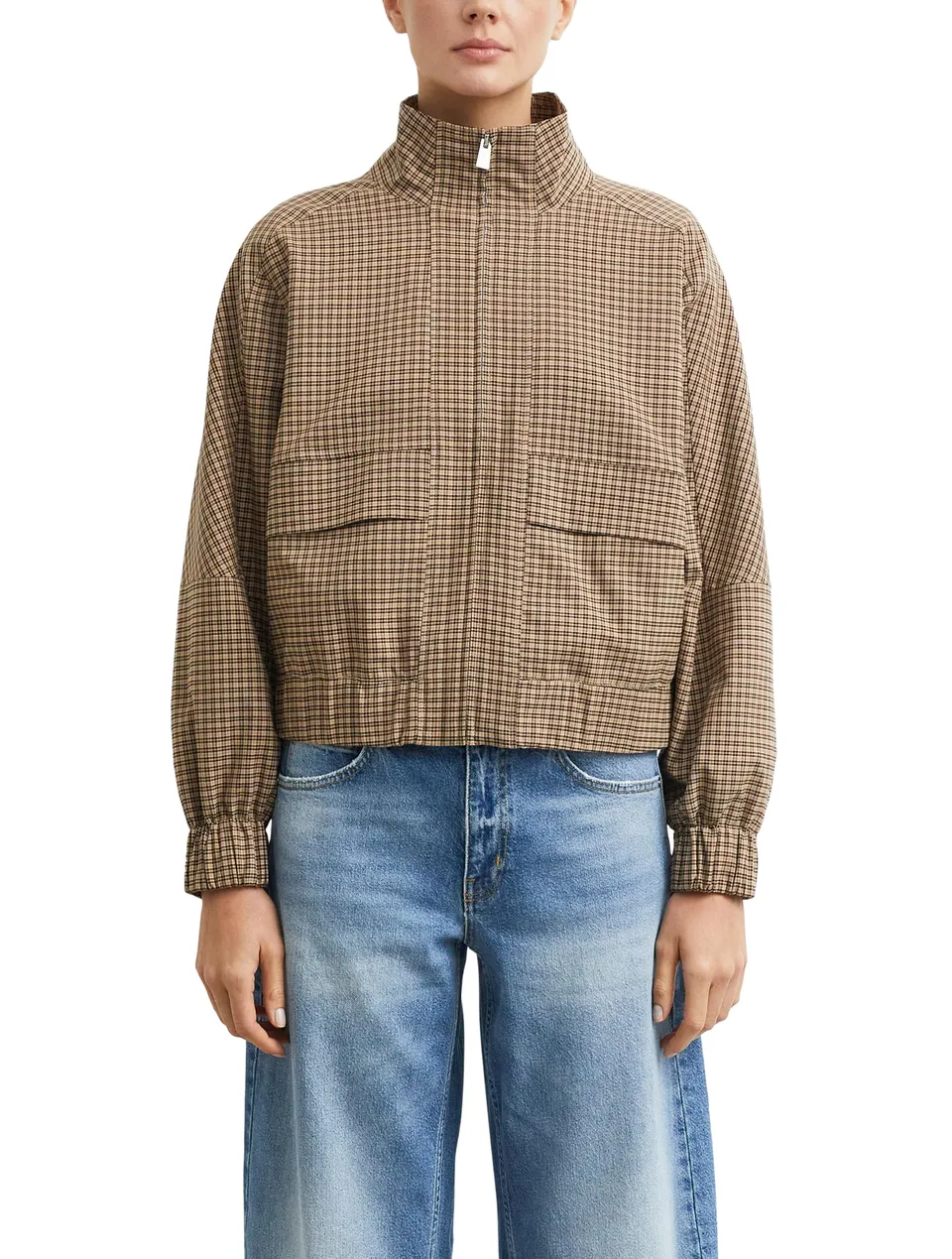 comma-blousonjacke-karo-stehkragen-jacke-gr-e-38 image 1