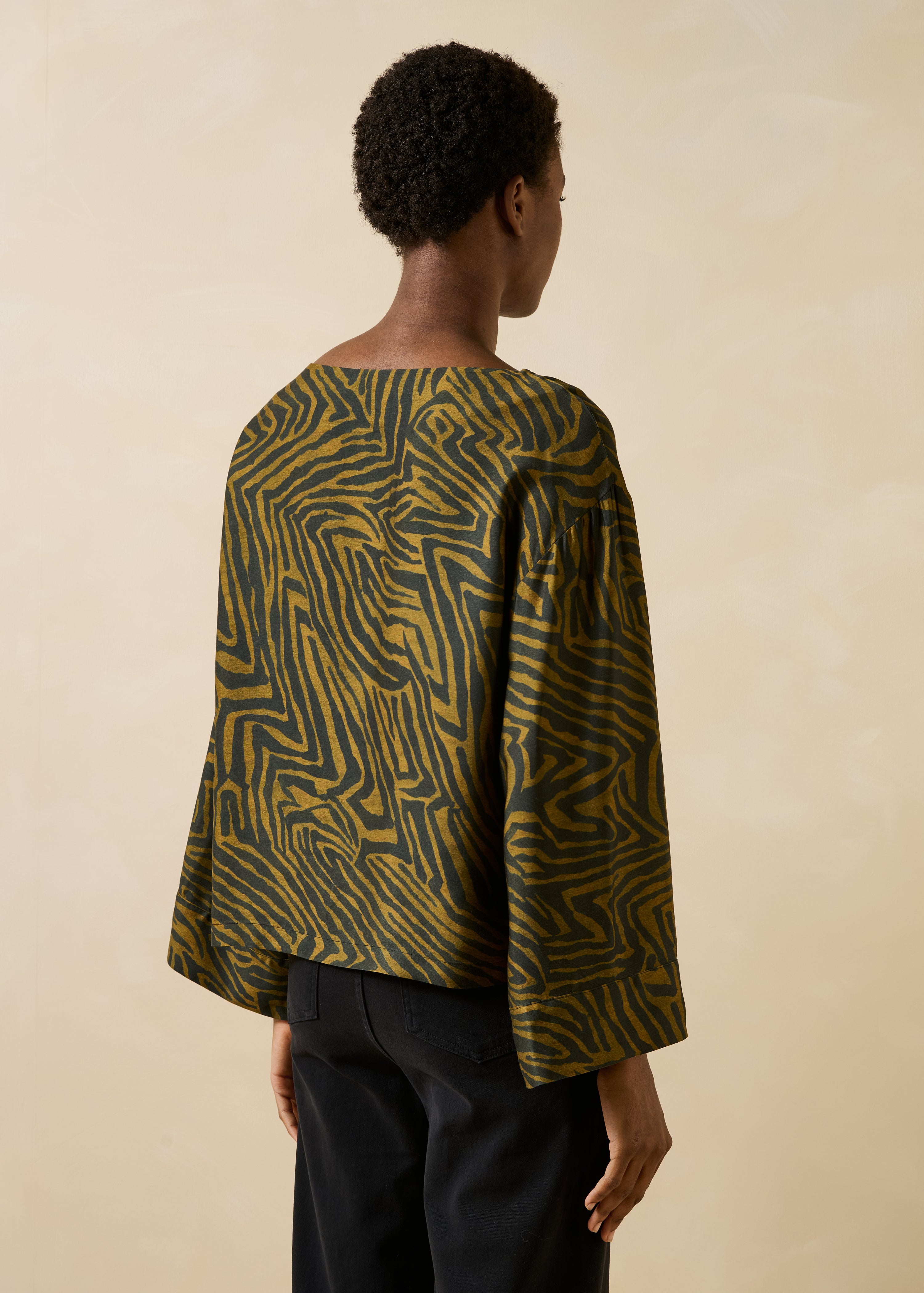 la-f-e-marabout-e-elton-top-schwarz-ocker-zebra-viskose image 3