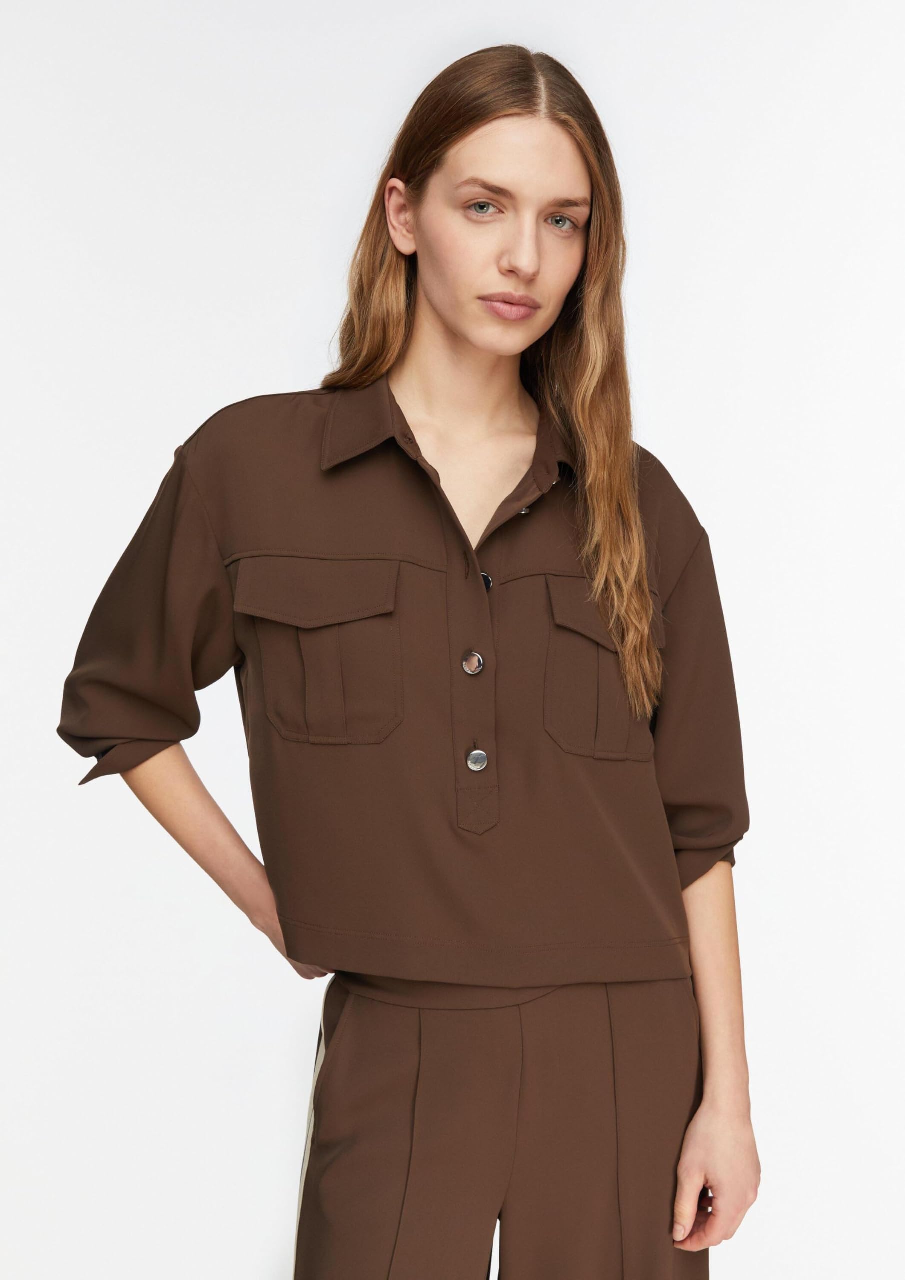 comma-bluse-hemdkragen-brusttaschen-knopfleiste-creme image 6