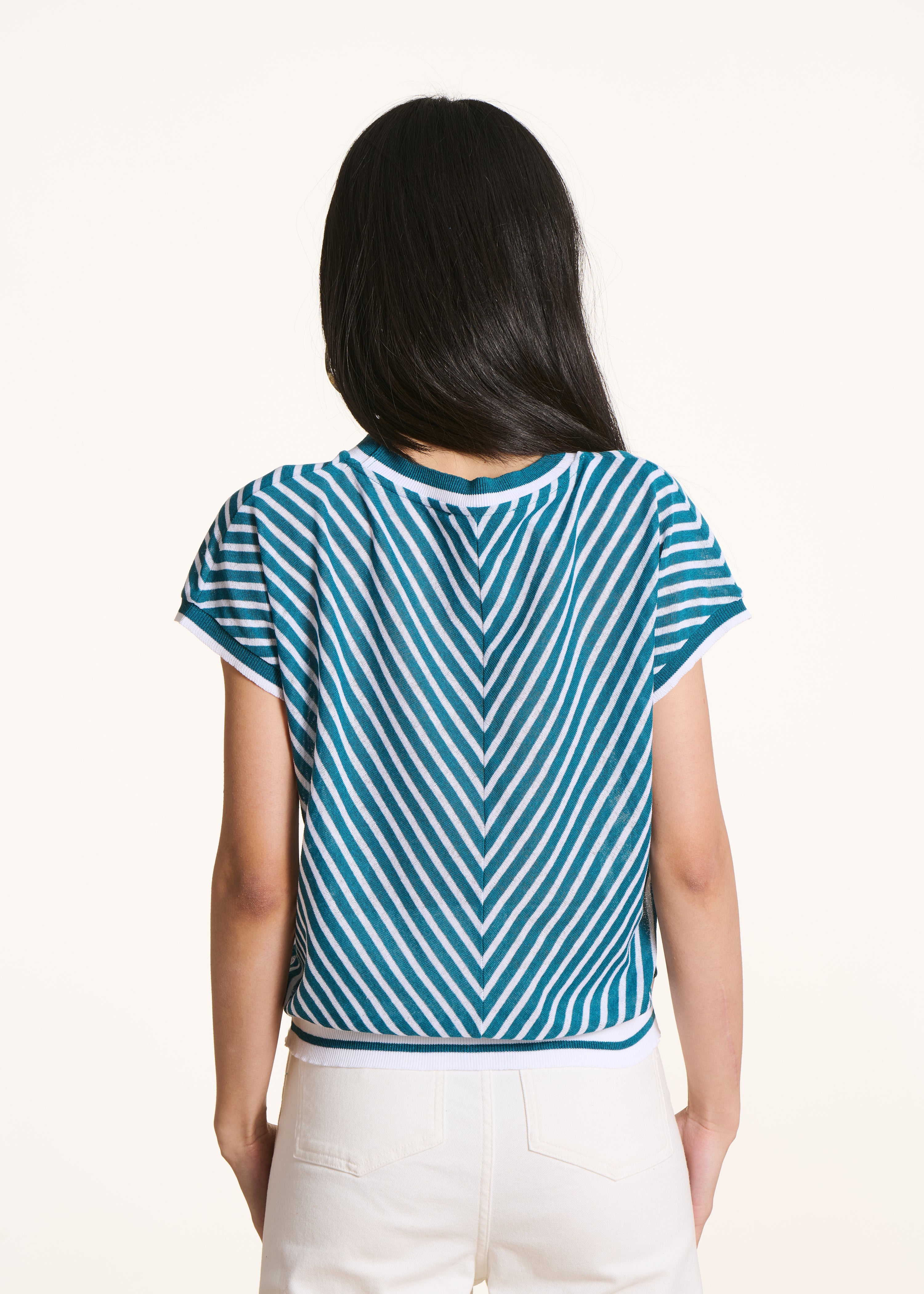 la-f-e-marabout-e-pulls-gilets-feliz-pullover-petrol-gestreift image 3