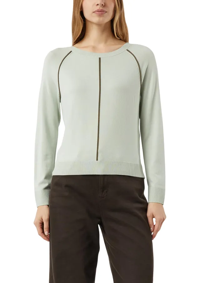 comma-strickpullover-feinstrick-kontrast-beige-pullover image 1