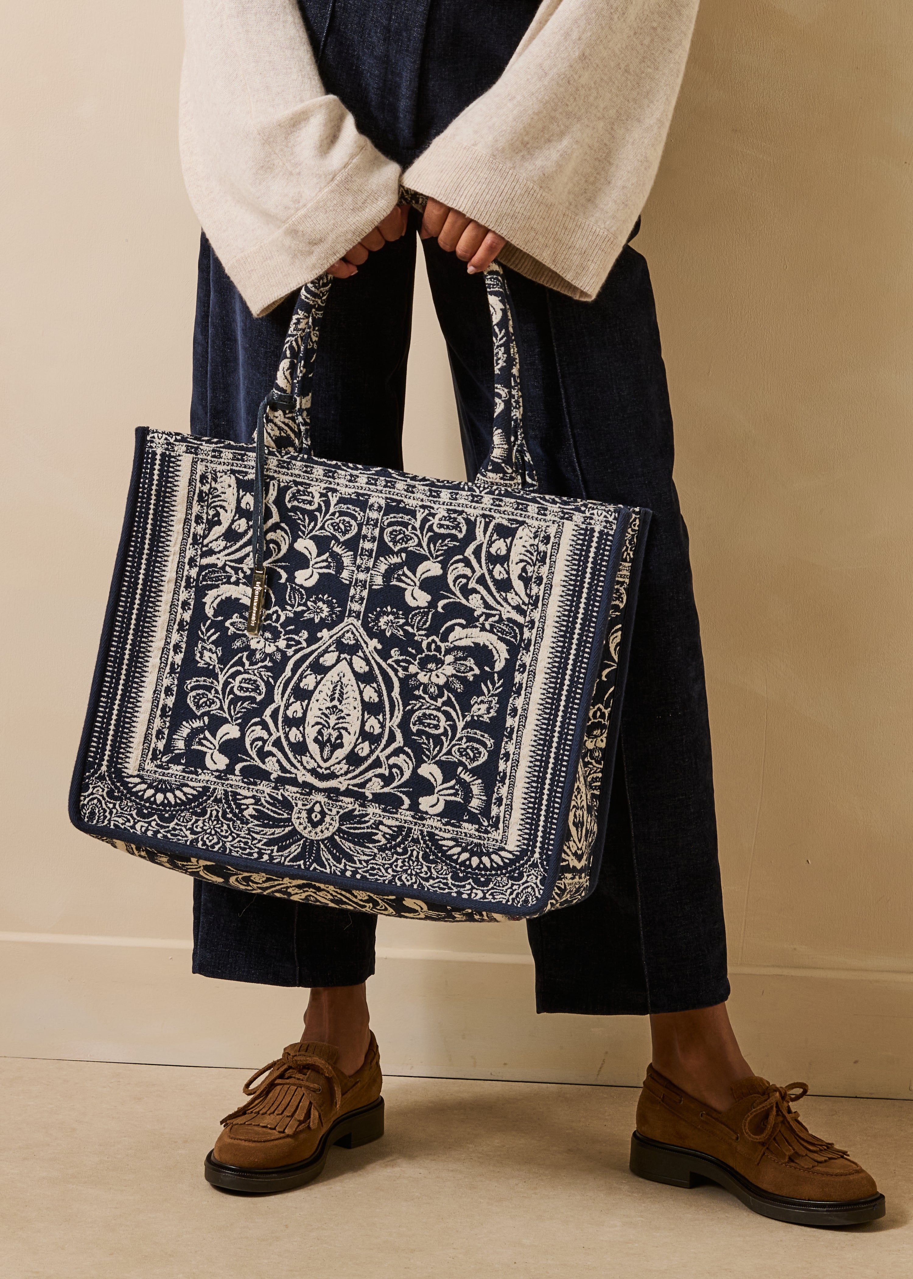 la-f-e-marabout-e-tromso-shopper-navy-jacquard-baumwolle image 2