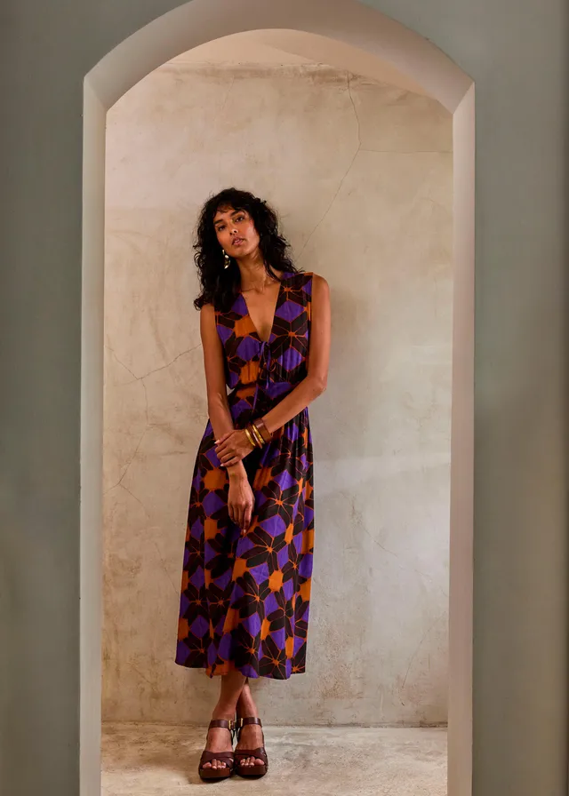 la-f-e-marabout-e-fiona-maxikleid-orange-violett-v-ausschnitt image 1