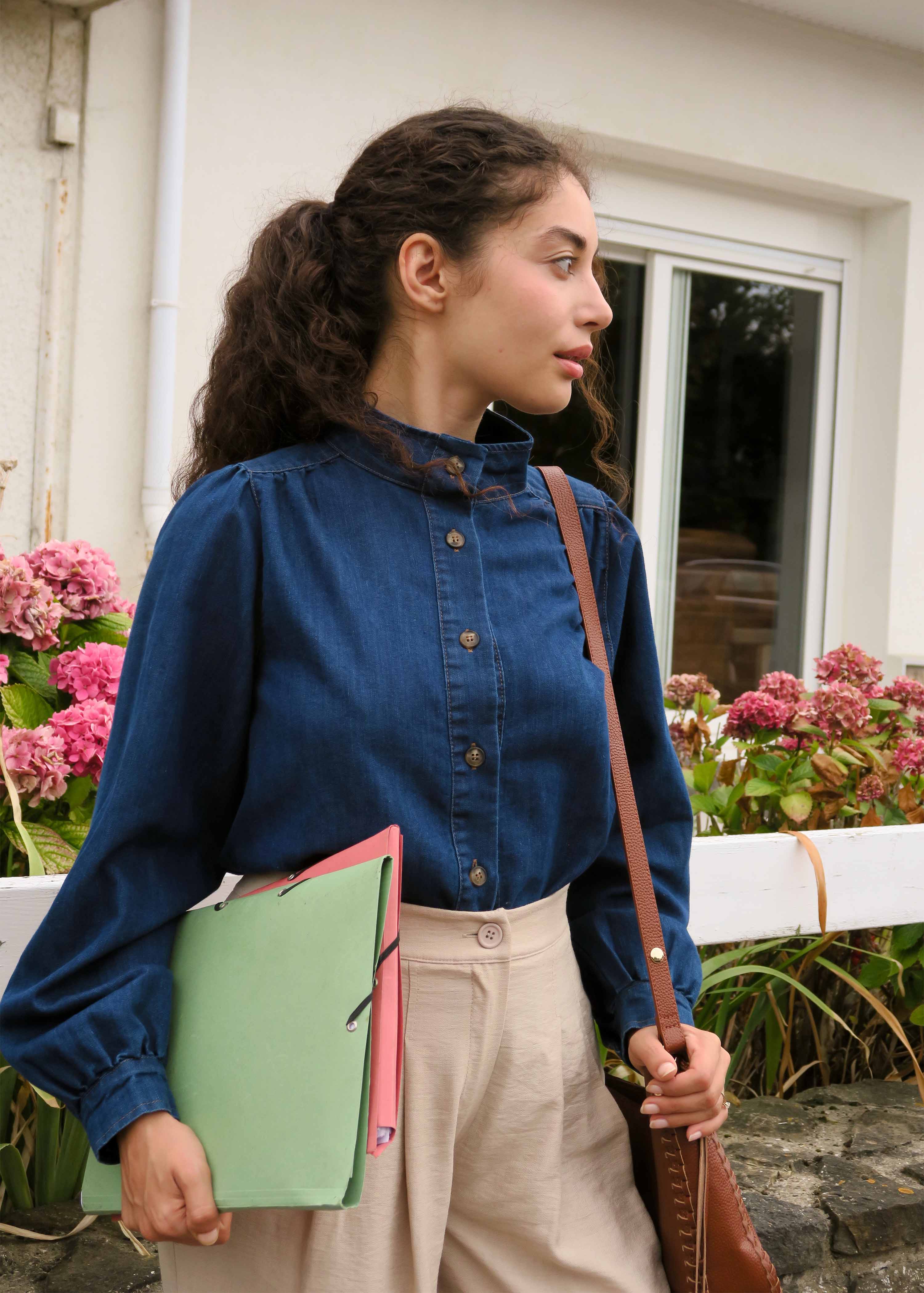 la-f-e-marabout-e-gaya-bluse-blau-denim-jeansbluse image 6
