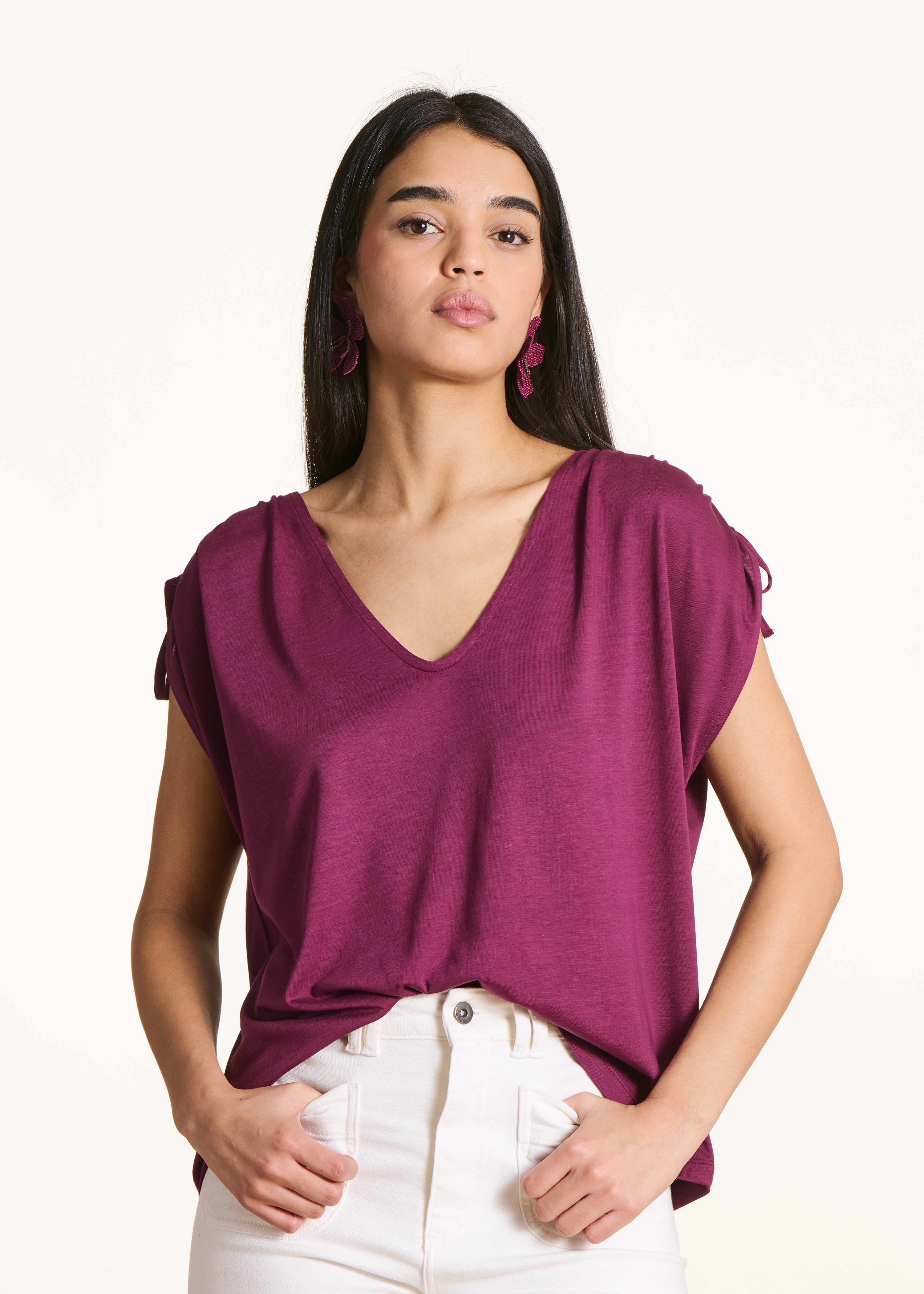 la-f-e-marabout-e-filou-t-shirt-v-ausschnitt-violett-damen image 1