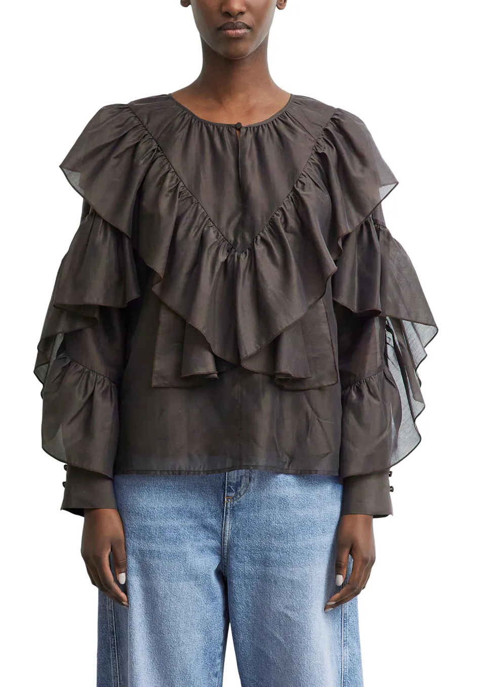 comma-blouses-volant-bluse-langarm-gr-36-mit-raffung image 1