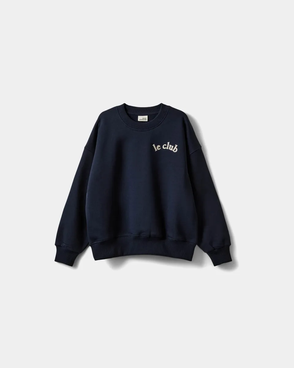 sofie-schnoor-young-elisy-sweatshirt-navy-blue-stickerei image 1
