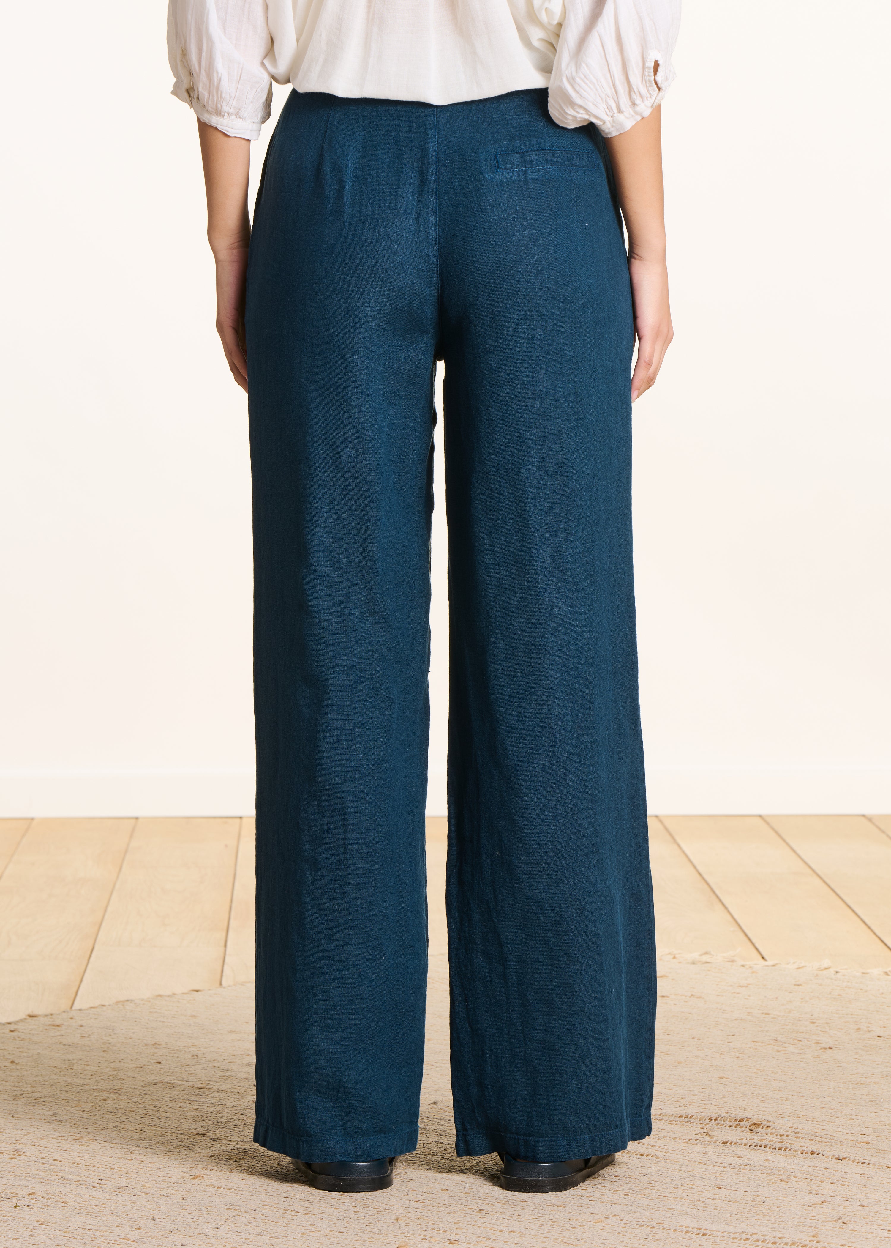 la-f-e-marabout-e-leinenhose-petrol-weit-hohe-taille image 3