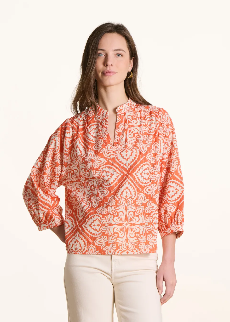 la-f-e-marabout-e-vince-top-orange-floral-baumwolle image 1