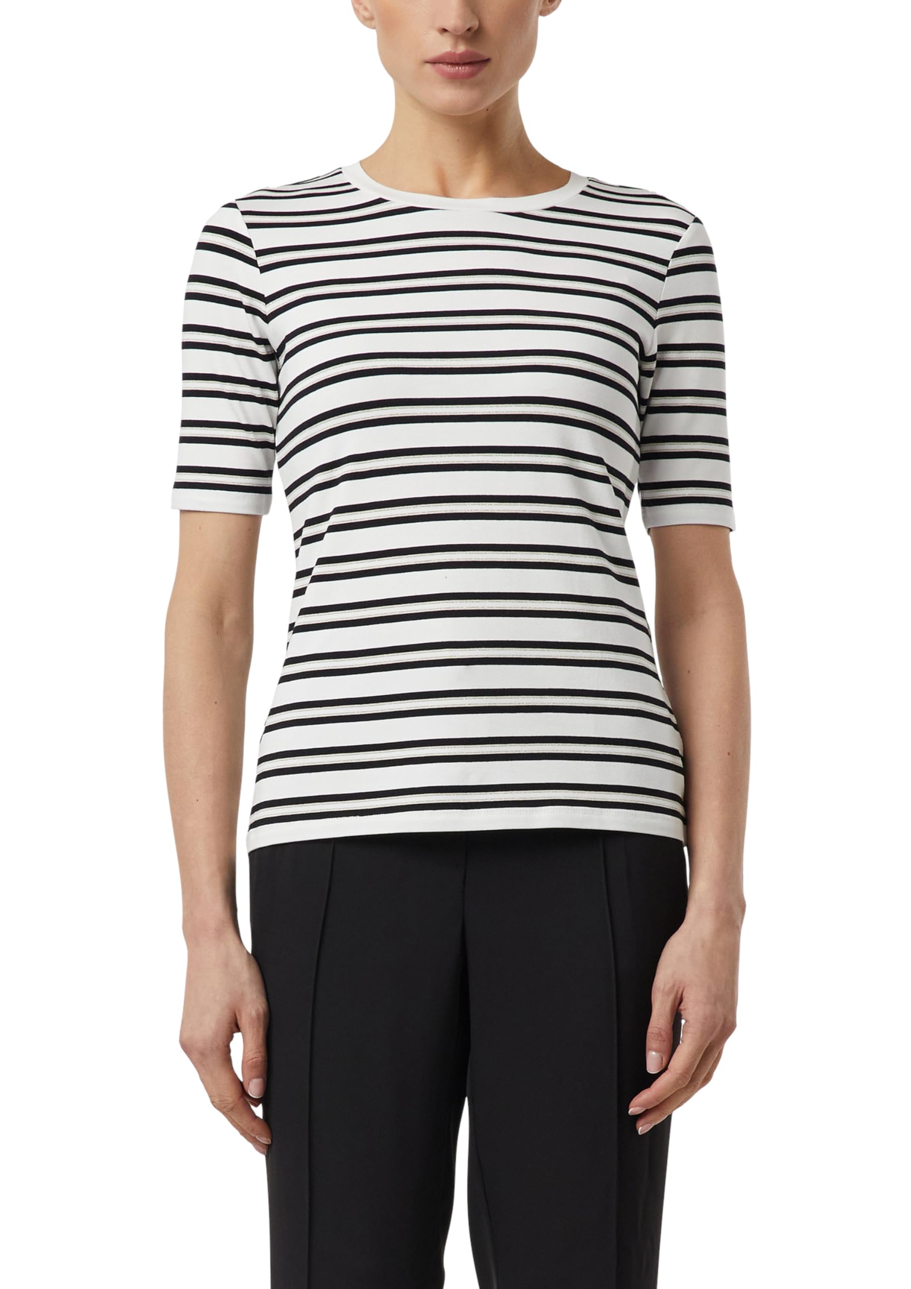 comma-tops-slim-fit-streifen-t-shirt-rundhals-grey-black image 1