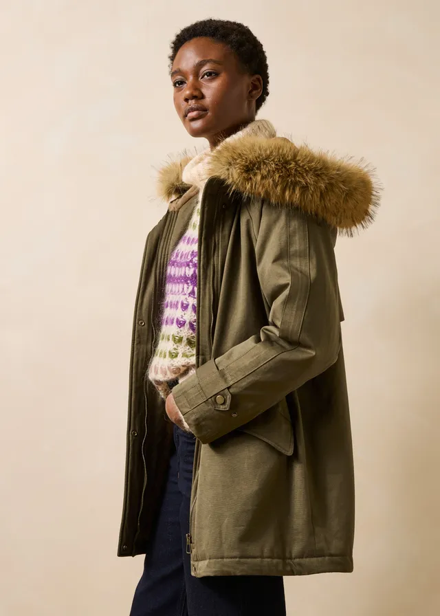 la-f-e-marabout-e-gonxi-parka-kaki-mittellang-kunstfell image 1