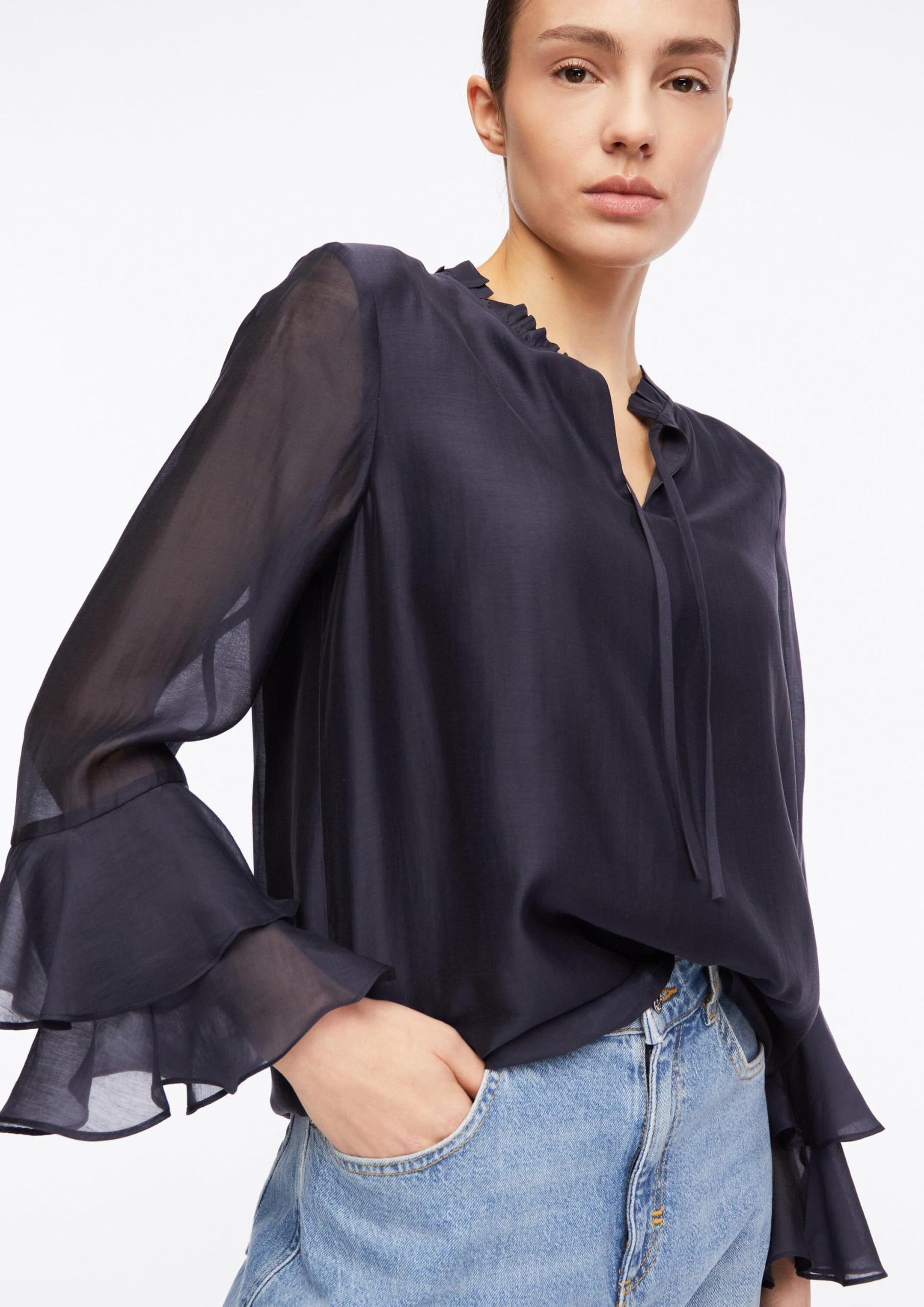 comma-blouses-lyocell-bluse-navy-gr-e-34-langarm image 5