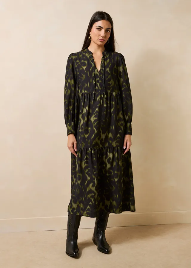 la-f-e-marabout-e-zidar-maxikleid-khaki-animal-viskose image 1