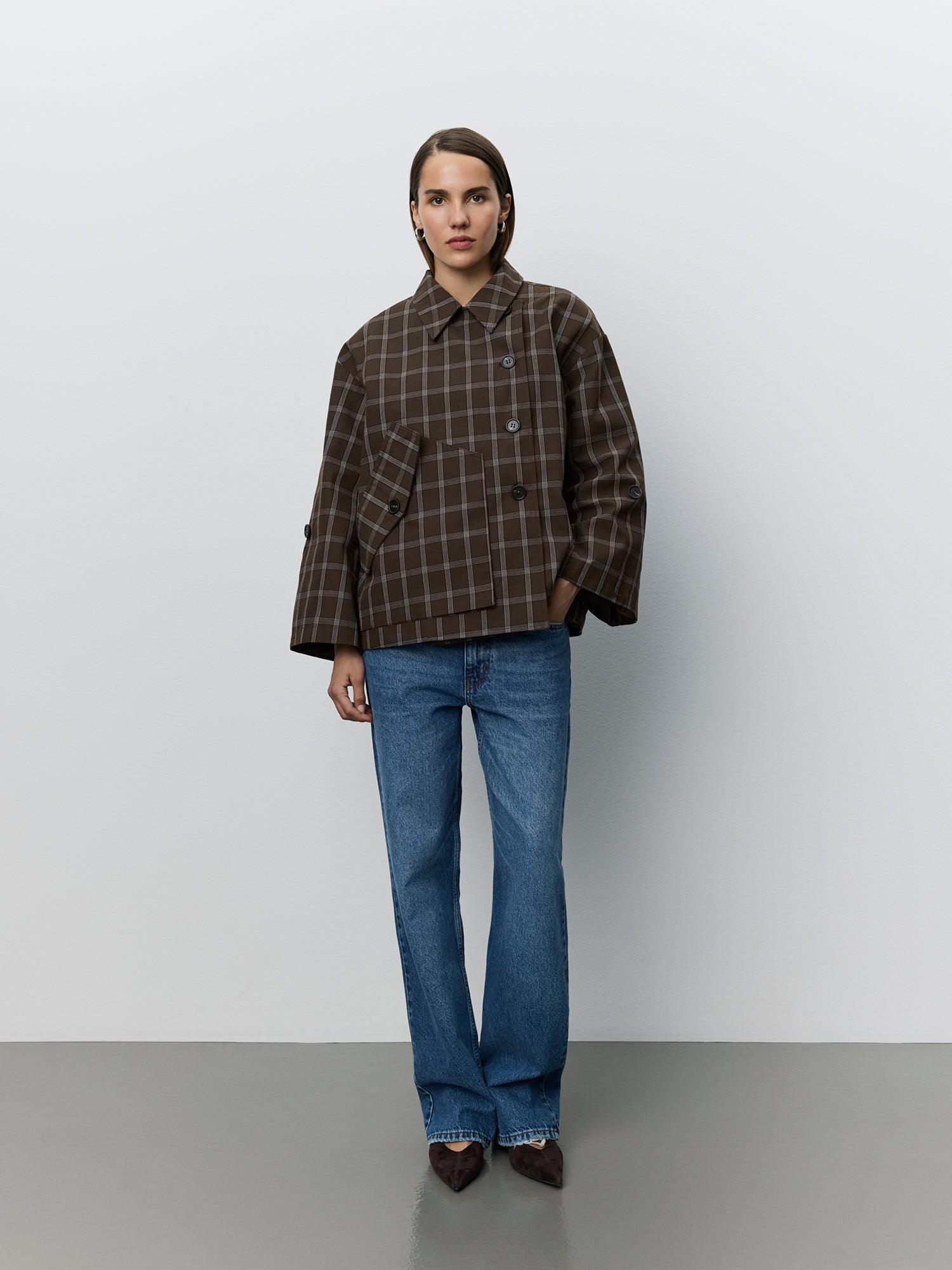 sofie-schnoor-women-agathasw-jacke-brown-check-baumwolle image 2