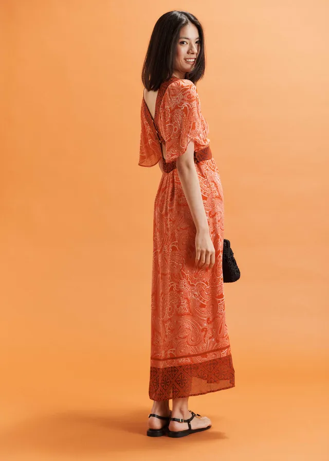 la-f-e-marabout-e-fleuri-kleid-georgette-orange-gr-38-lang image 1