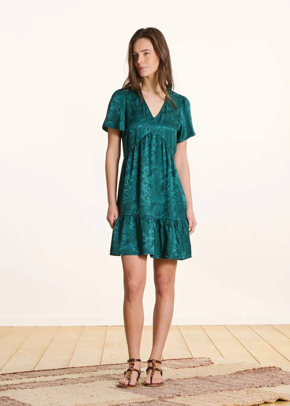 la-f-e-marabout-e-robes-kleid-petrol-jacquard-kurz image 1