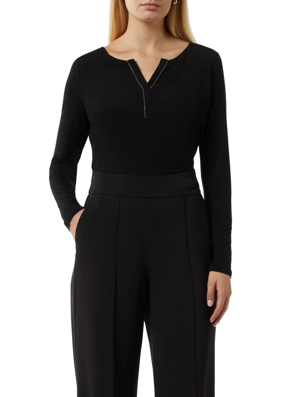 comma-longsleeve-fabricmix-shirt-gr-40-mit-schmuck-detail image 1