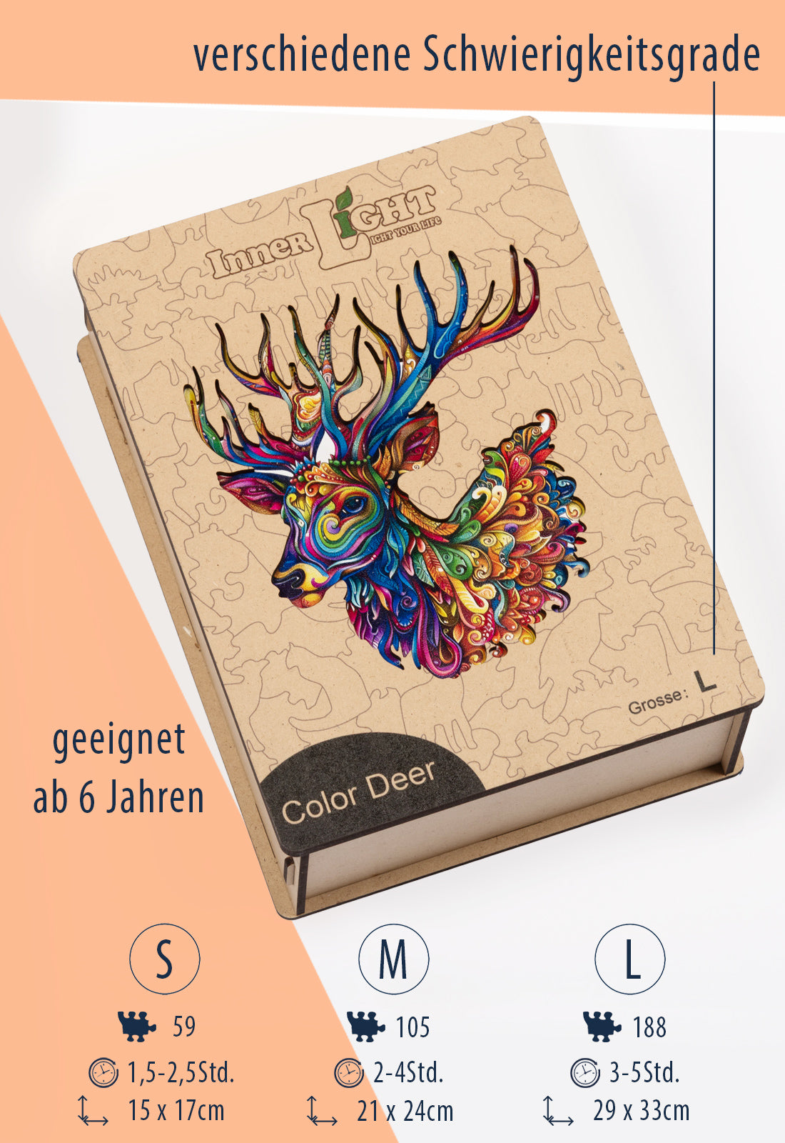 moshiki-color-deer-holzpuzzle-hirschmotiv-gr-e-s-xl image 1