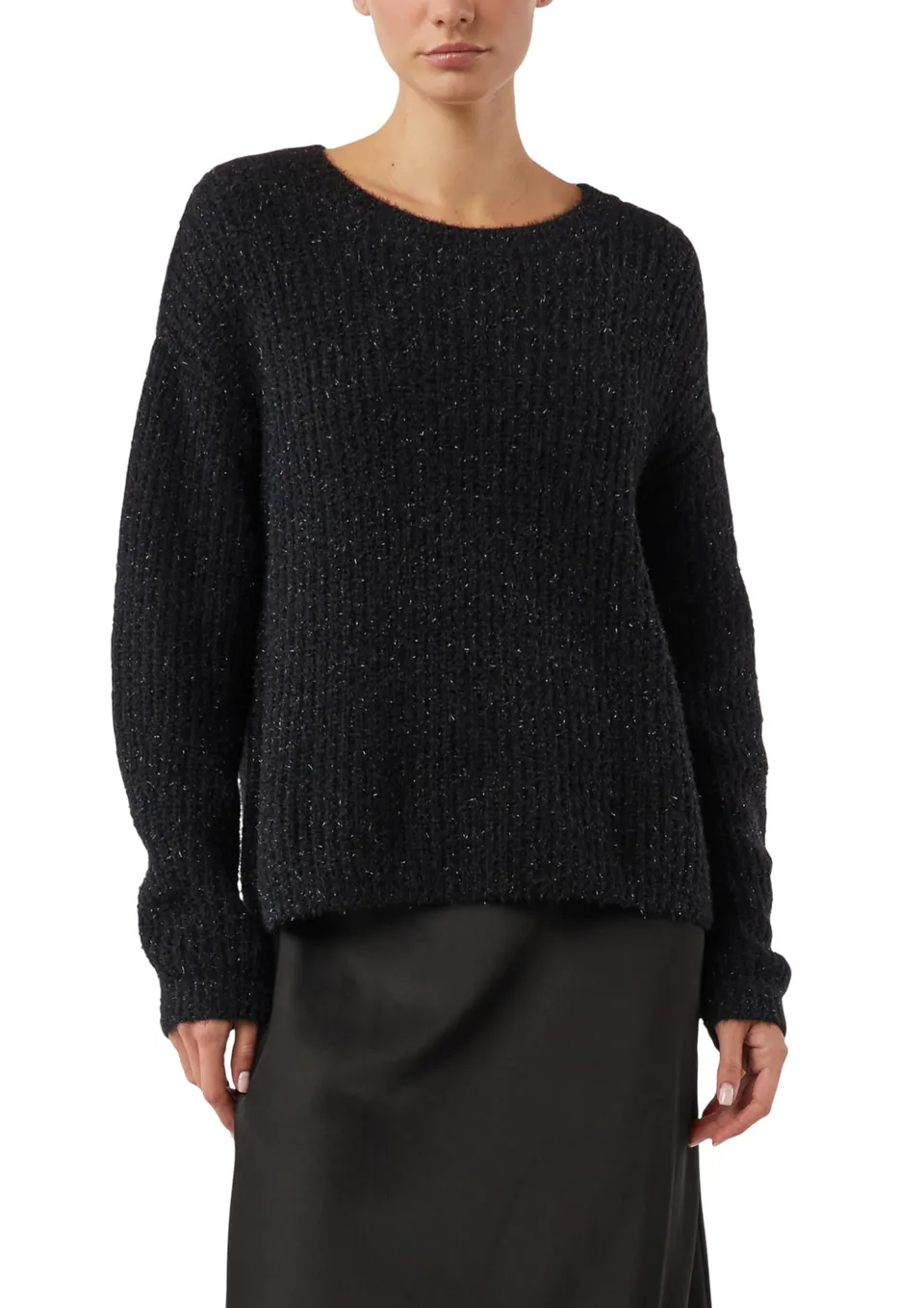 comma-pullover-relaxed-fit-glitzergarn-gr-44-schwarz image 1