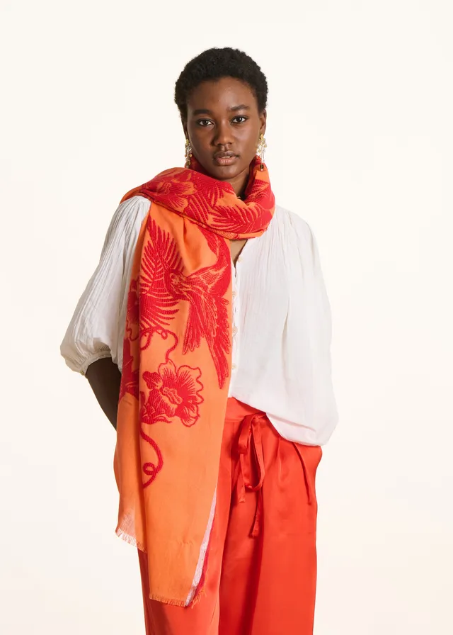 la-f-e-marabout-e-faniry-foulard-jacquard-orange-tu image 1