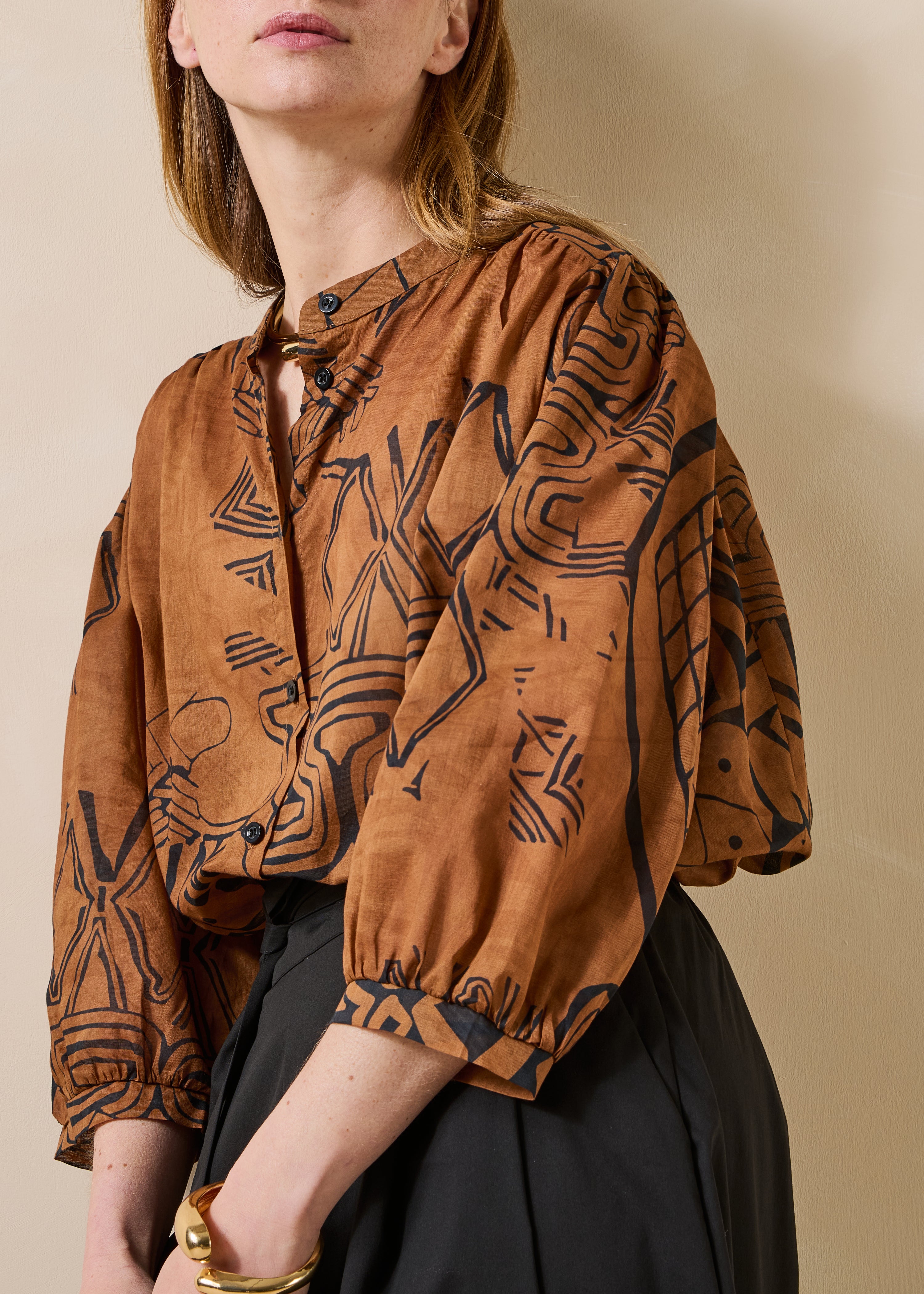 la-f-e-marabout-e-douwina-bluse-damen-braun-voile-3-4-arm image 5