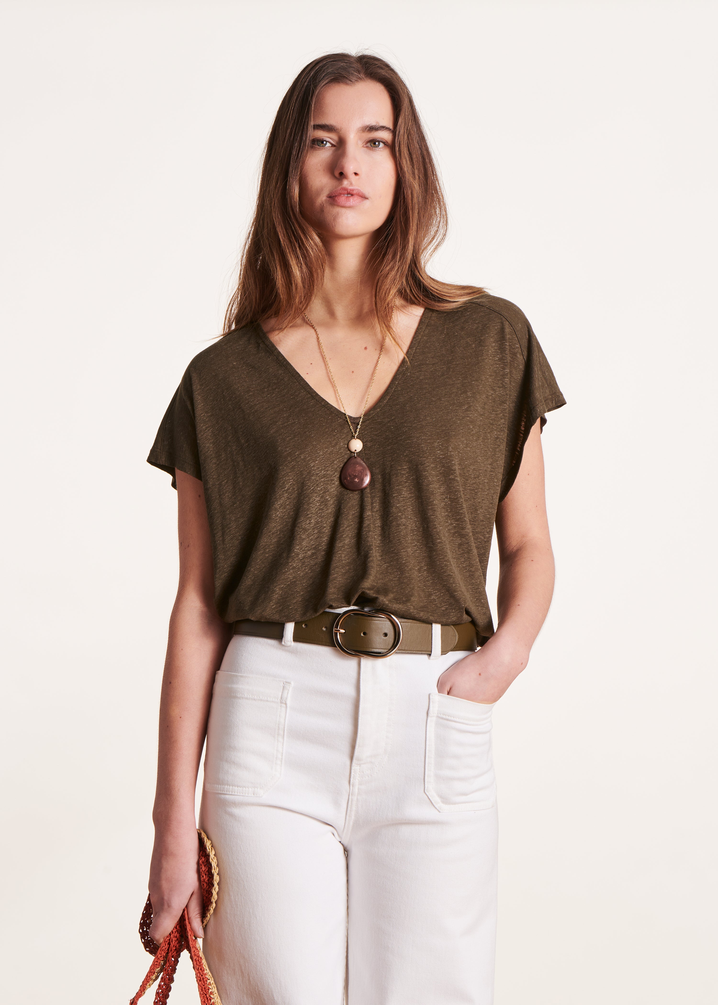 la-f-e-marabout-e-t-shirt-oversize-braun-v-lyocell-leinen image 1