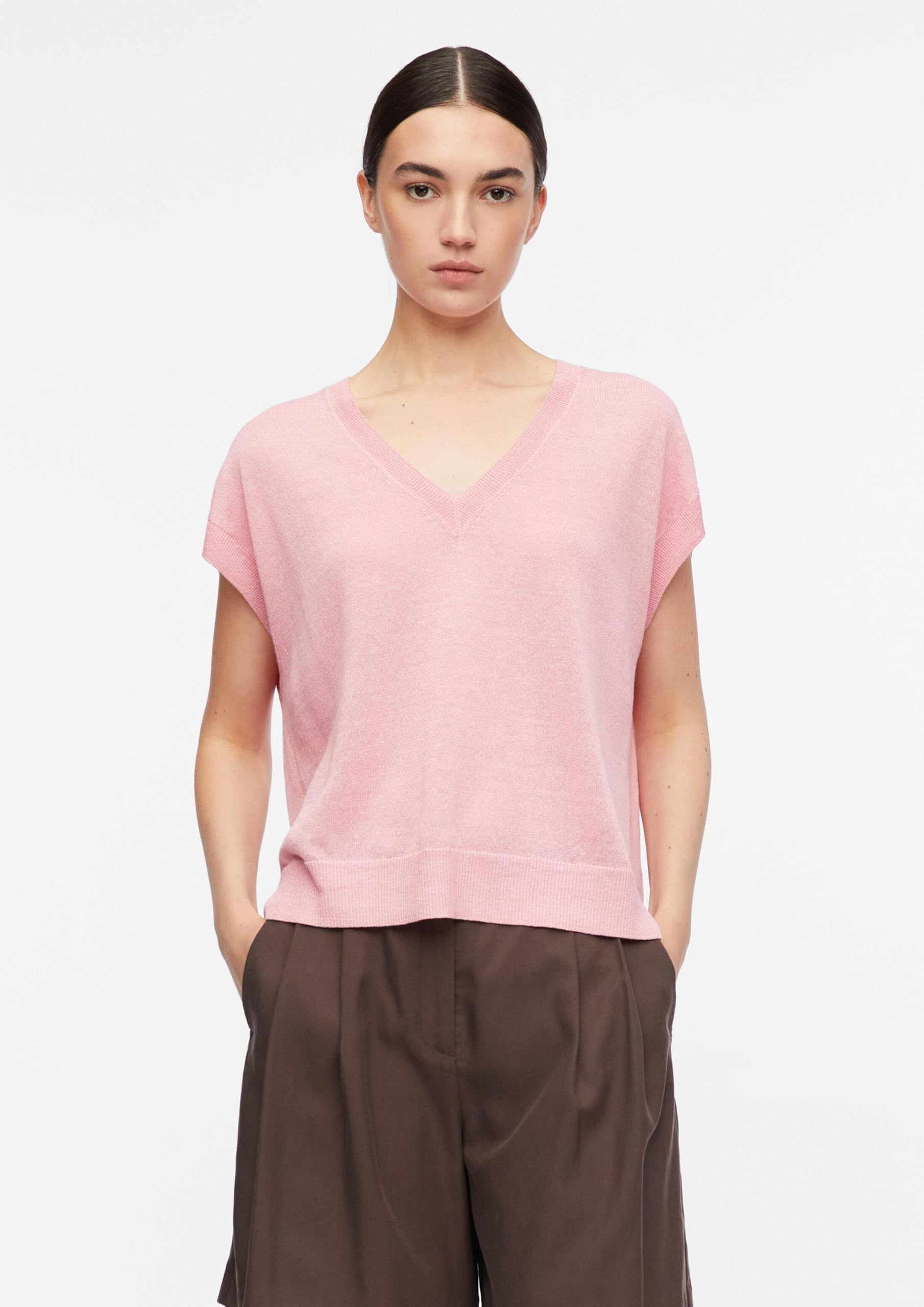 comma-knitwear-strickpullover-feinstrick-l-rosa-v-ausschnitt image 6