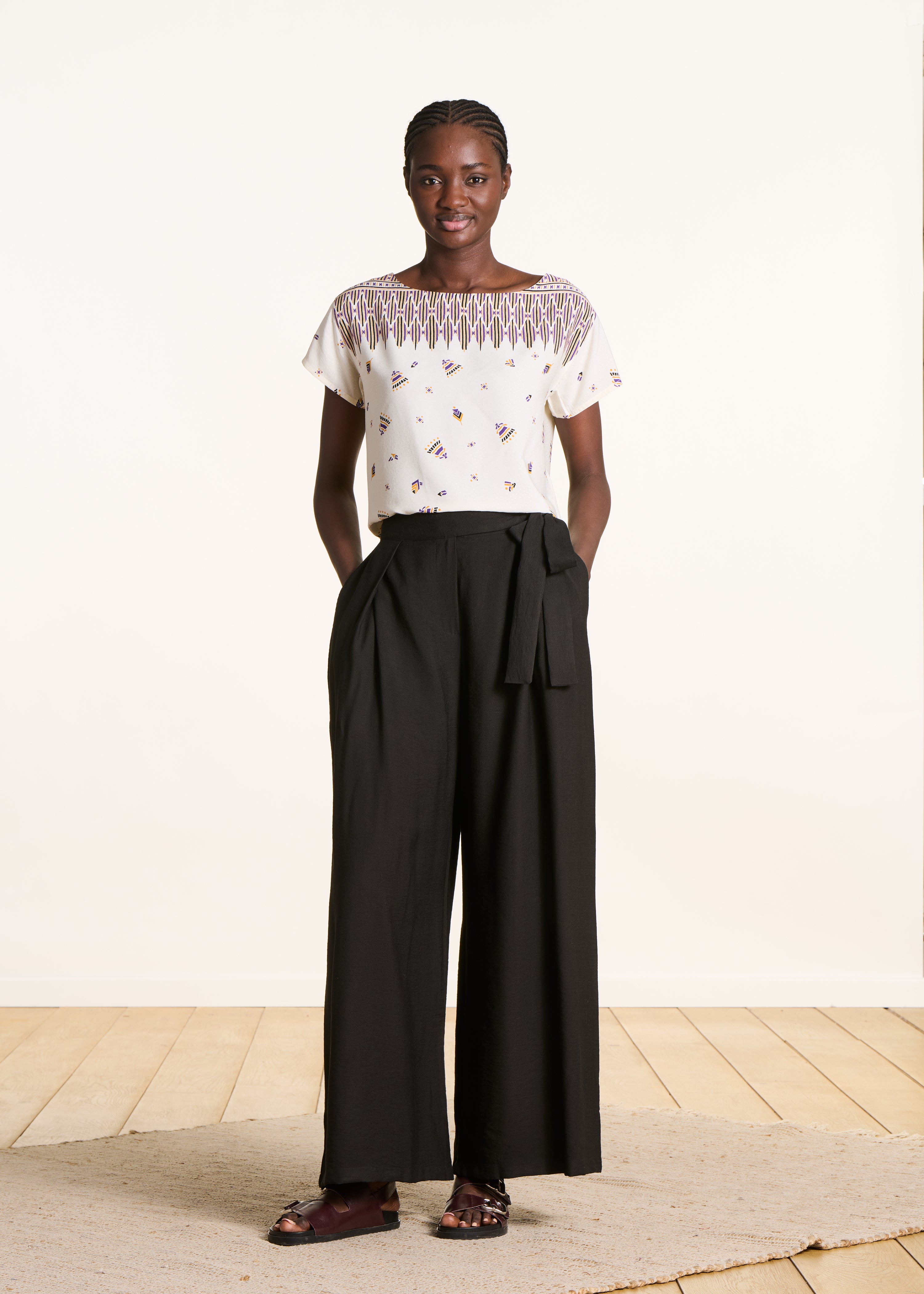 la-f-e-marabout-e-figeac-top-ecru-ethno-print-kurz image 2