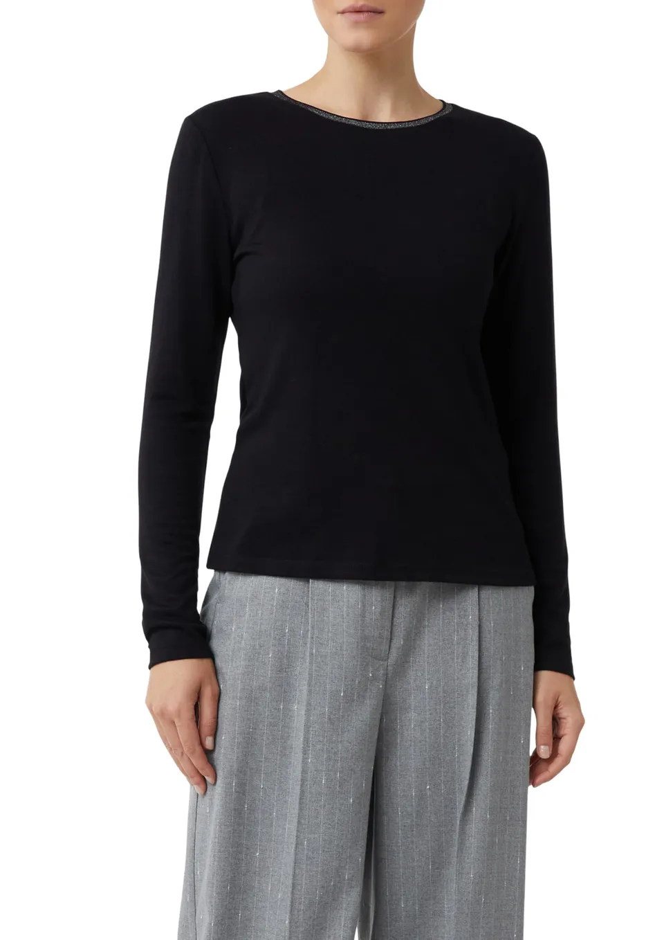 comma-tops-longsleeve-slim-fit-glitzer-schwarz-gr-40 image 1