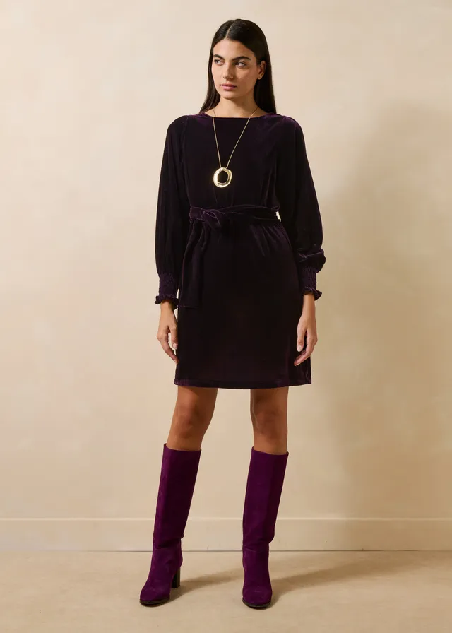 la-f-e-marabout-e-etna-samtkleid-violett-kurz-mit-g-rtel image 1